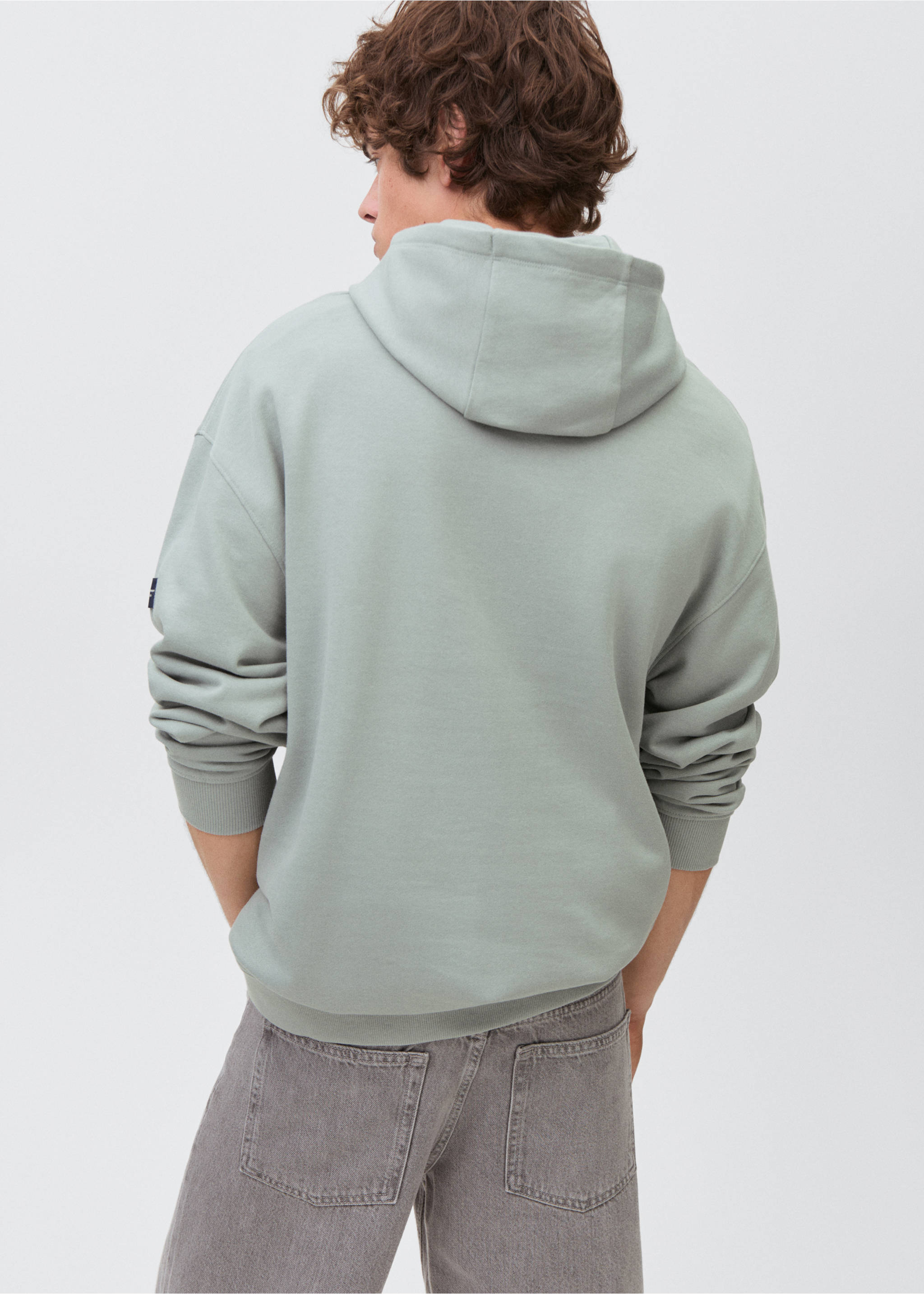 Hoodie cotton sweatshirt - Reverse of the article, Pastel Green. Ref: 17011242-00.