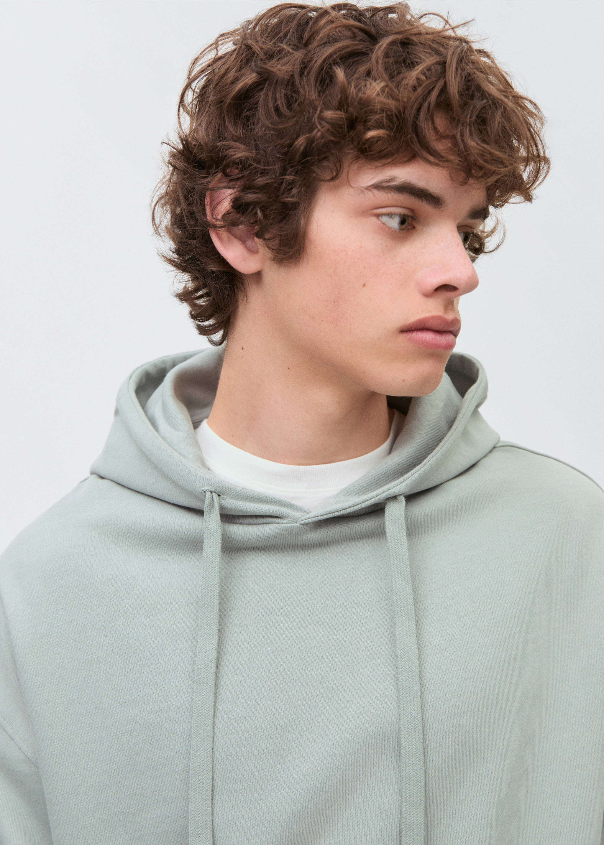 Hoodie cotton sweatshirt - Details of the article 1, Pastel Green. Ref: 17011242-00.