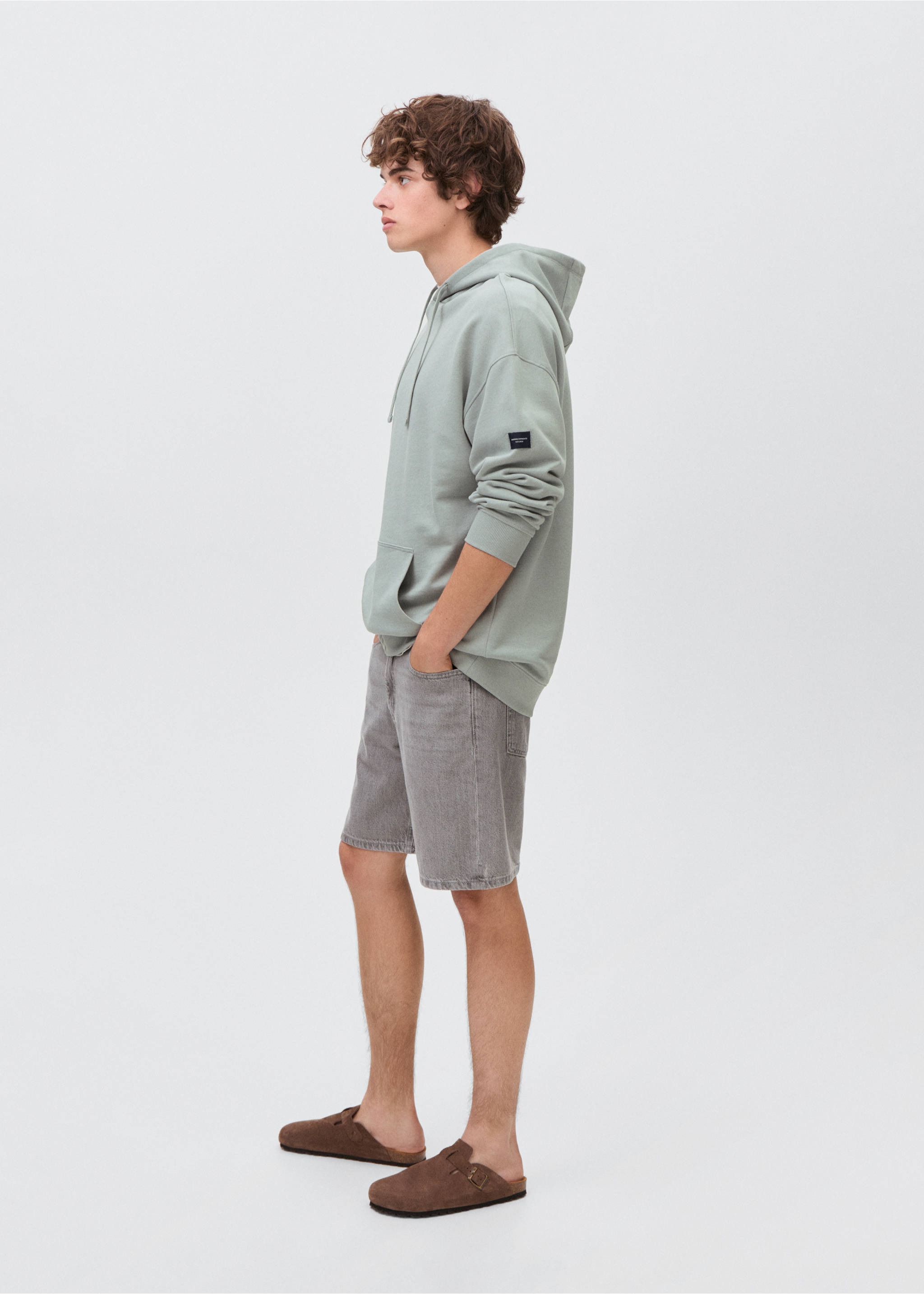 Hoodie cotton sweatshirt - Details of the article 2, Pastel Green. Ref: 17011242-00.