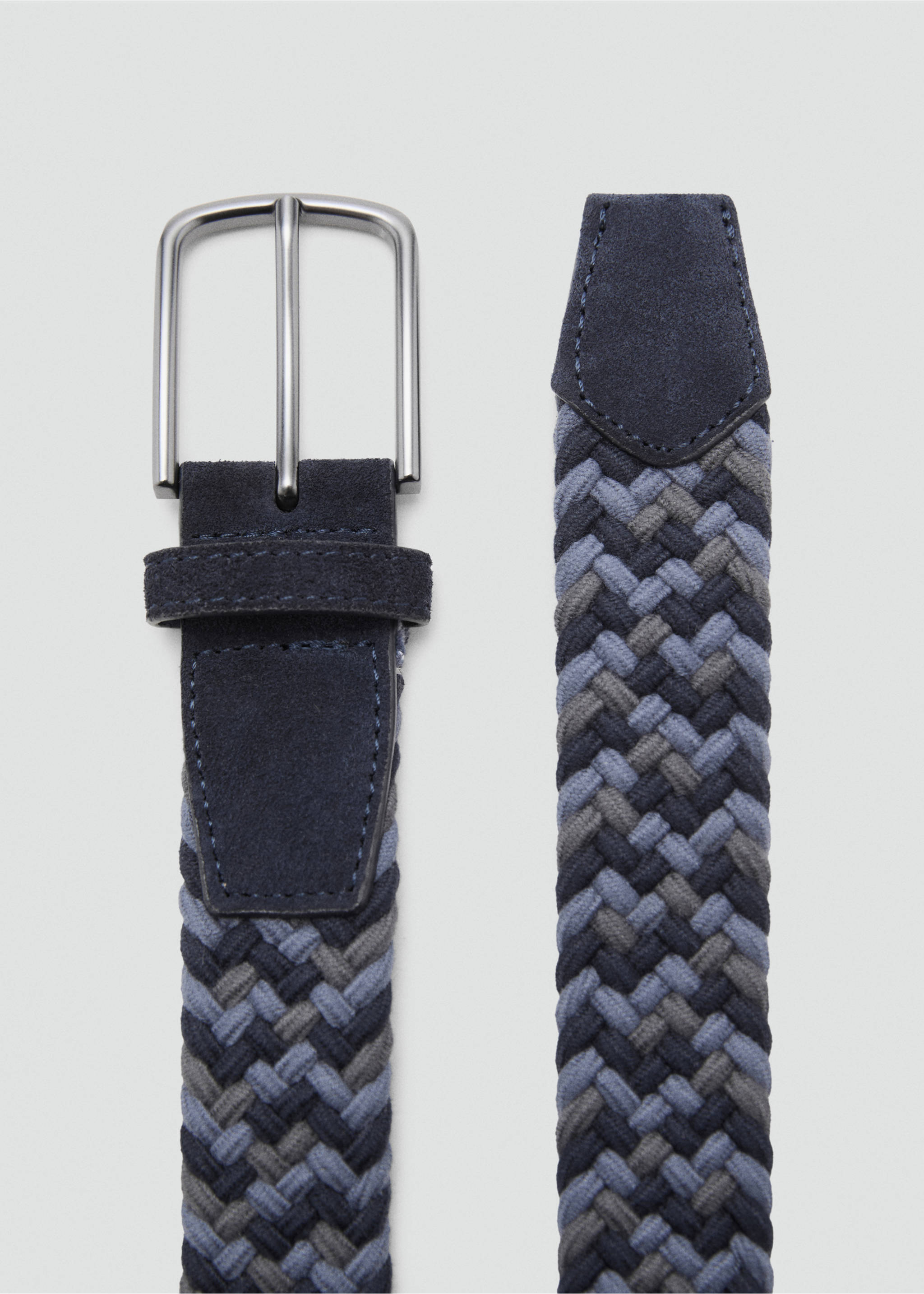 Braided elastic coloured belt - Medium plane, Grey. Ref: 17011243-00.