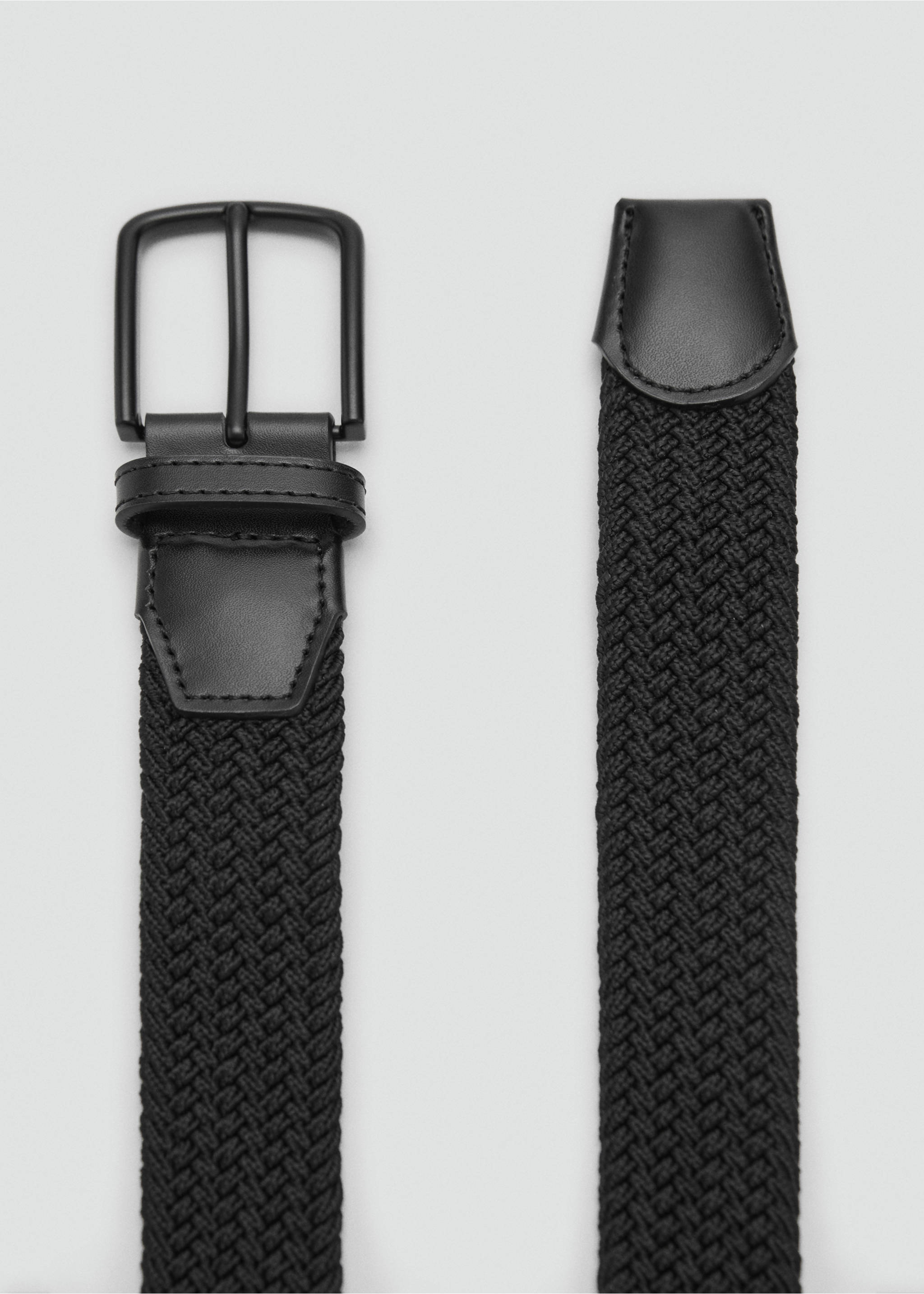 Braided elastic belt - Medium plane, Black. Ref: 17011245-00.
