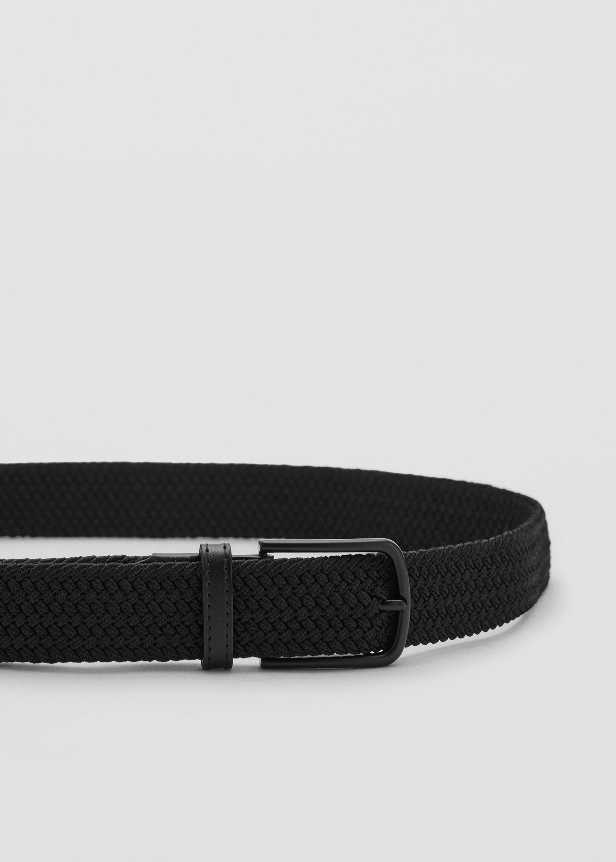 Braided elastic belt - Details of the article 1, Black. Ref: 17011245-00.