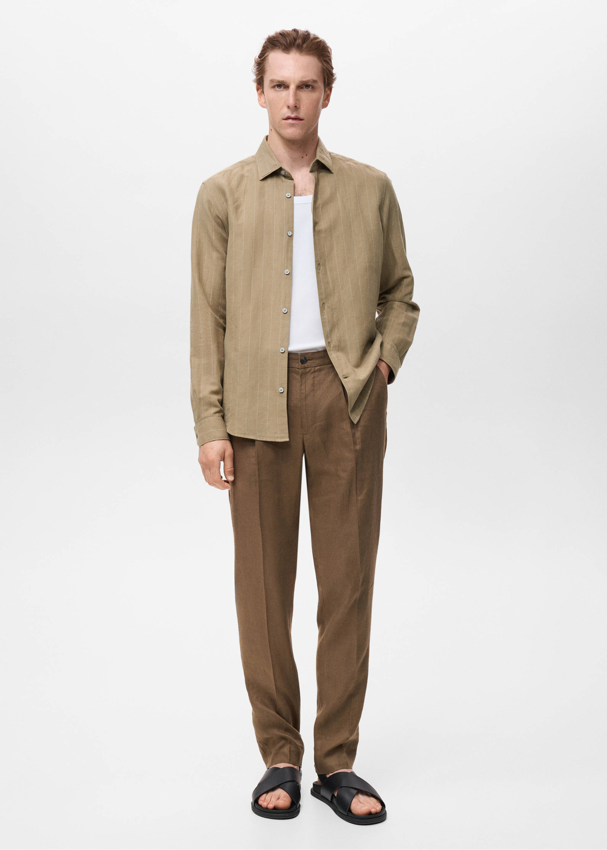 Linen pinstripe shirt - General plane