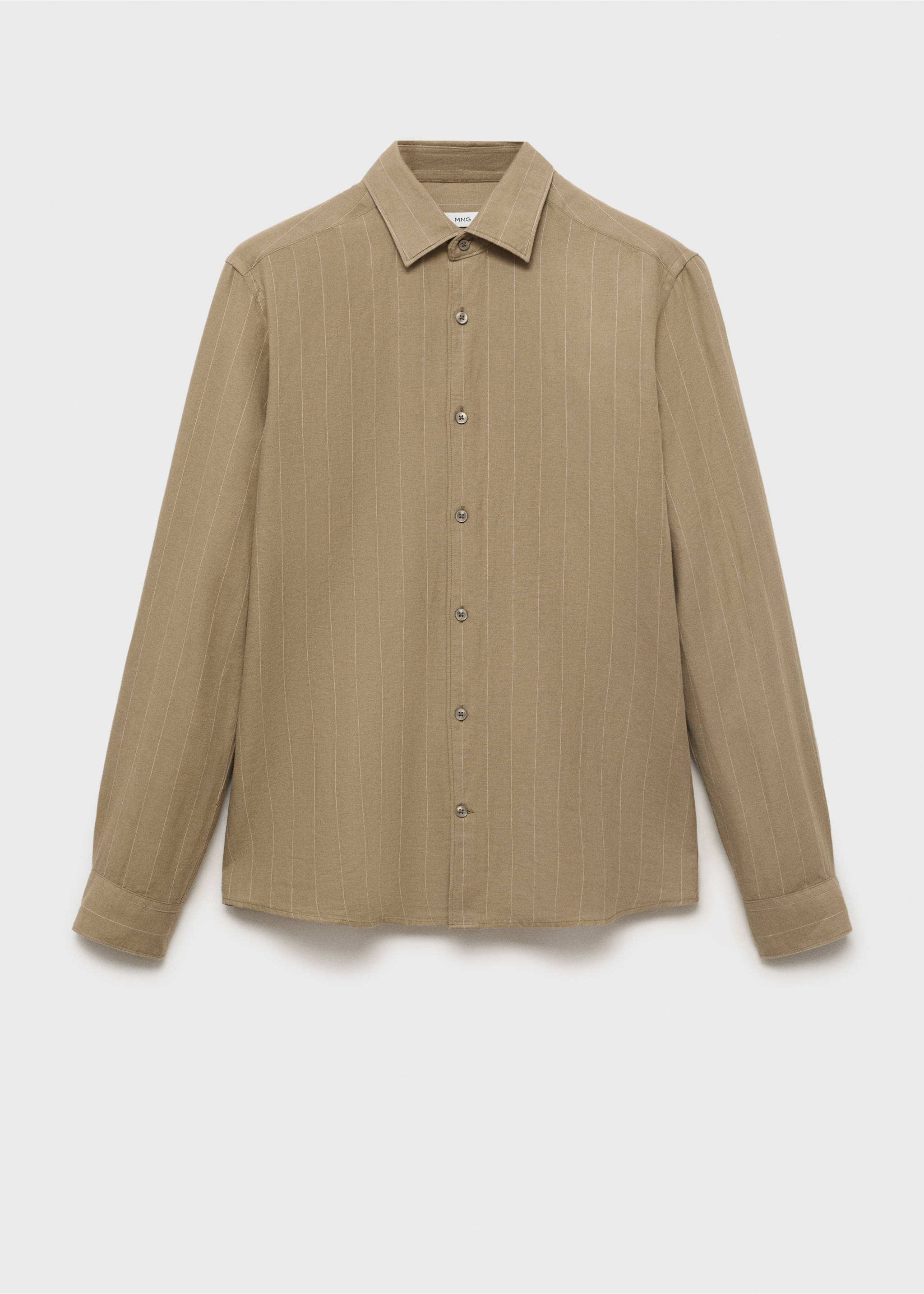 Chemise lin rayures tennis - Article sans modèle, Kaki. Ref: 17011251-00.