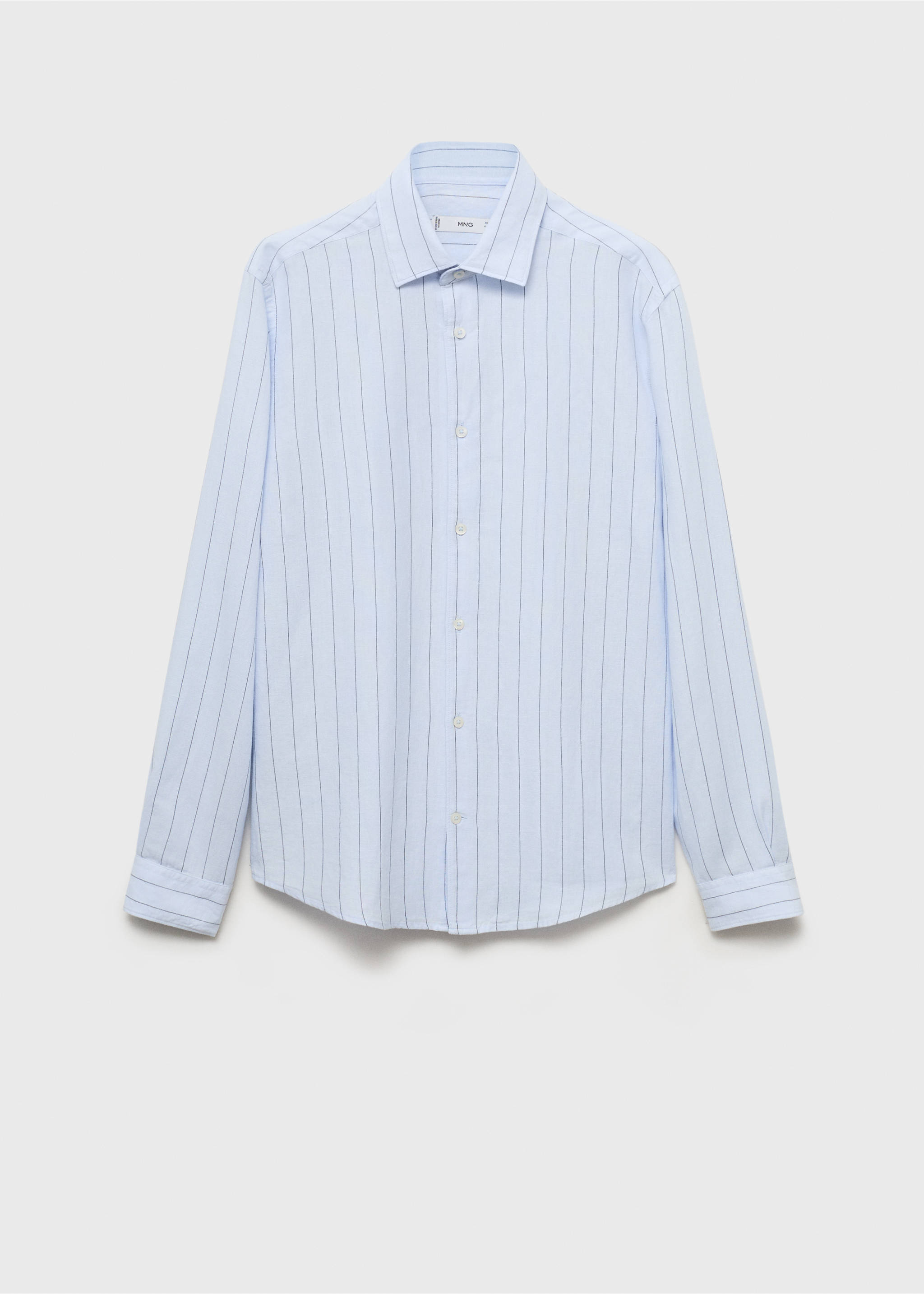 Linen pinstripe shirt - Article without model, Sky Blue. Ref: 17011251-00.