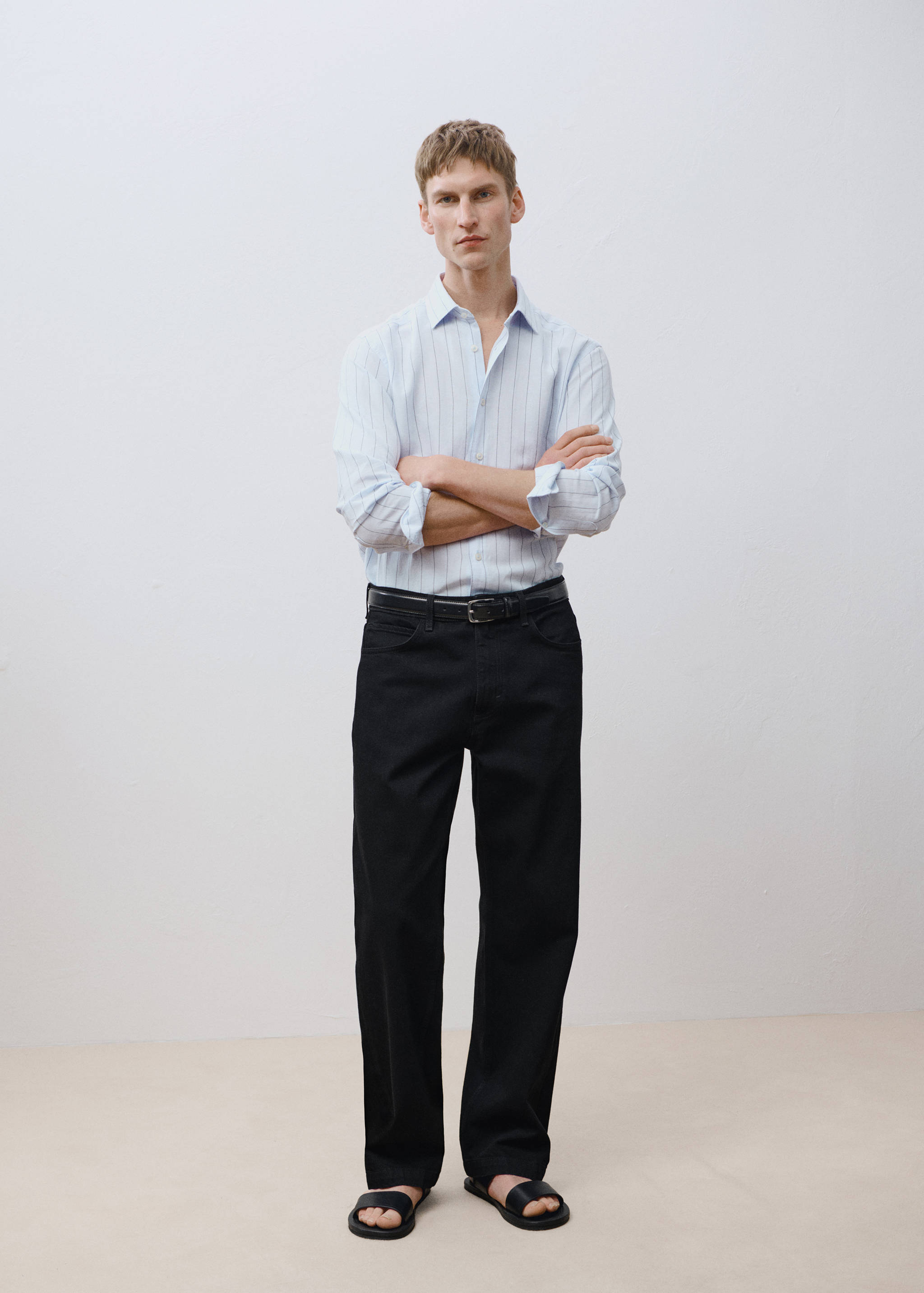 Linen pinstripe shirt - Details of the article 5