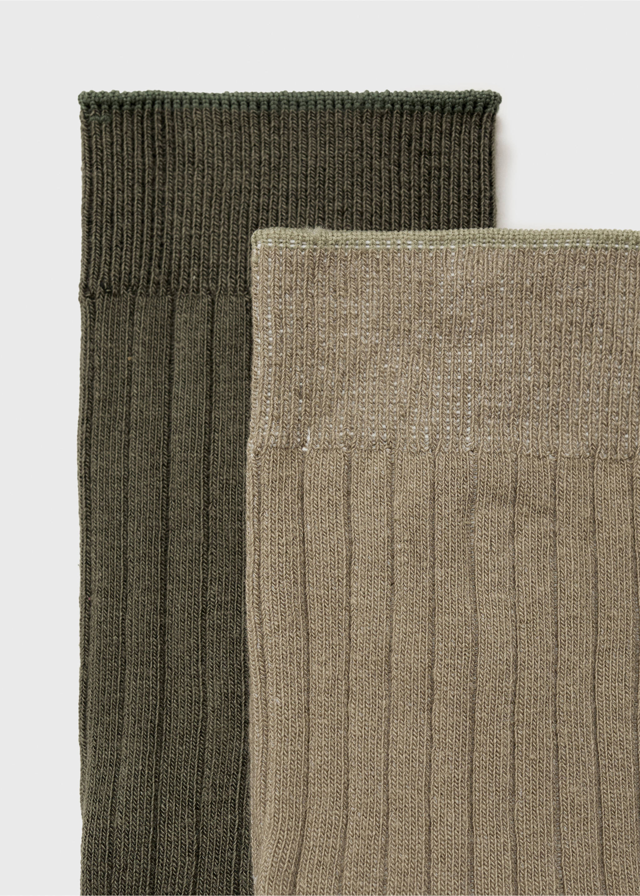 Pack of 2 ribbed cotton socks - Details of the article 8, Khaki. Ref: 17011255-00.
