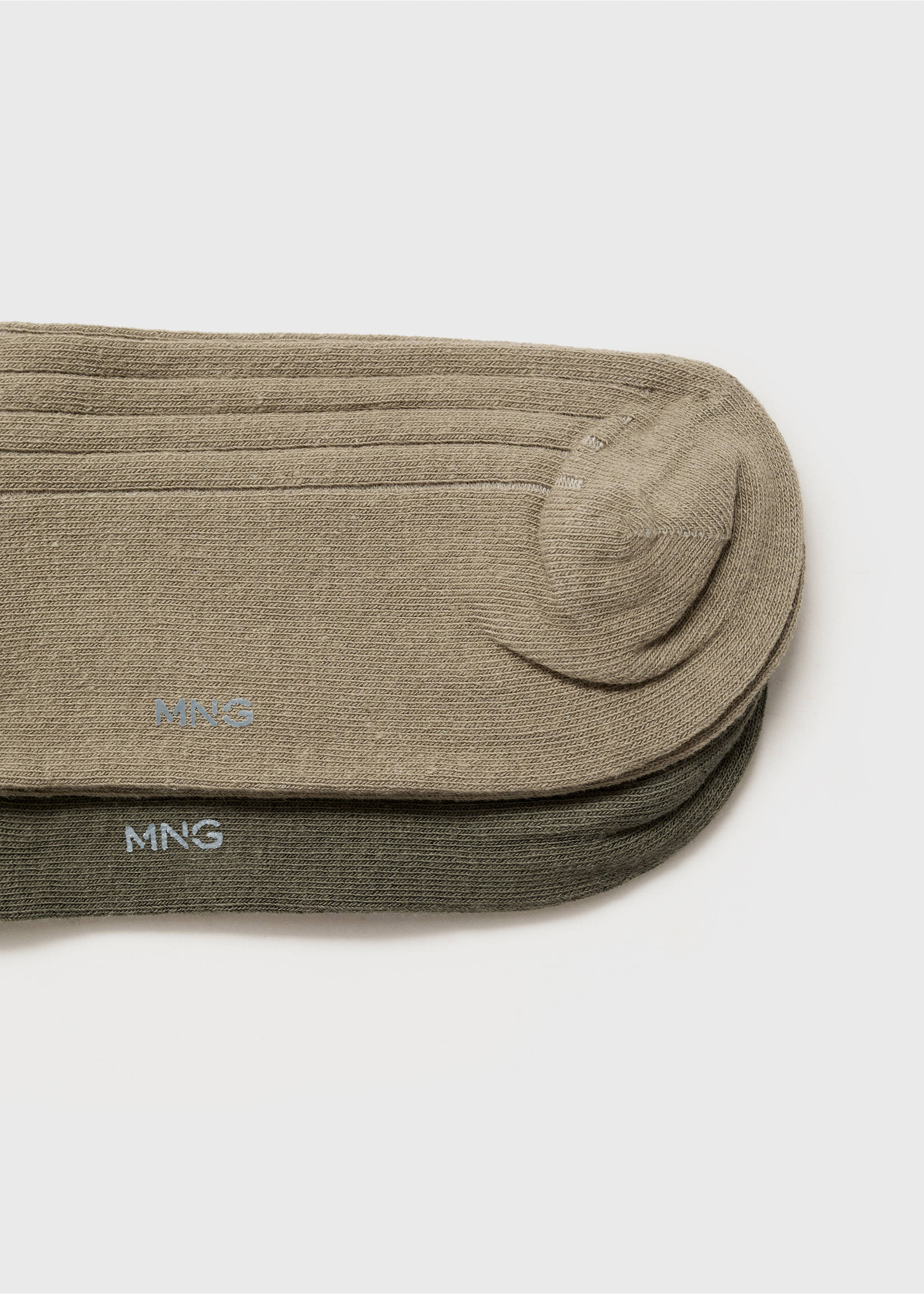 Pack of 2 ribbed cotton socks - Details of the article 0, Khaki. Ref: 17011255-00.