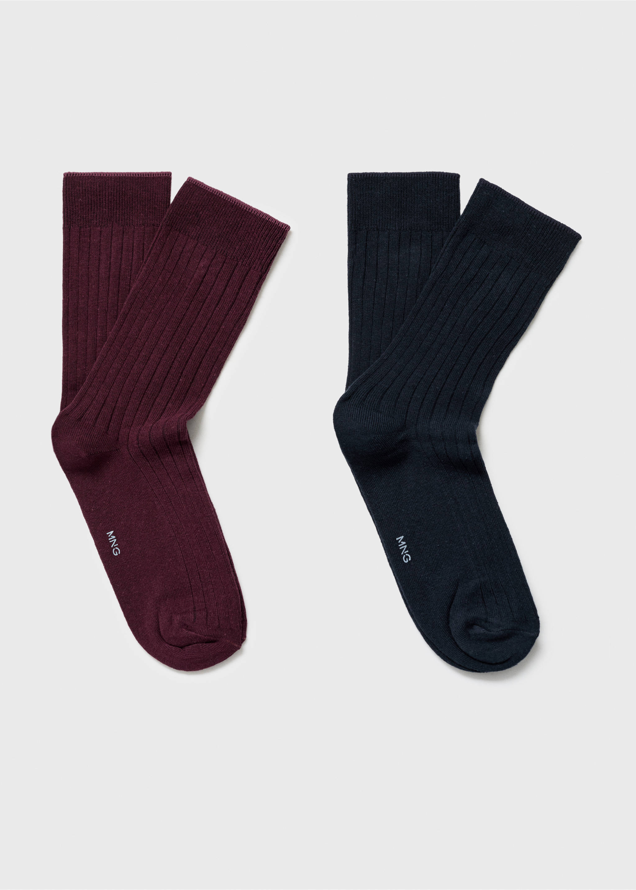 Pack of 2 ribbed cotton socks - Article without model, Burgundy. Ref: 17011255-00.