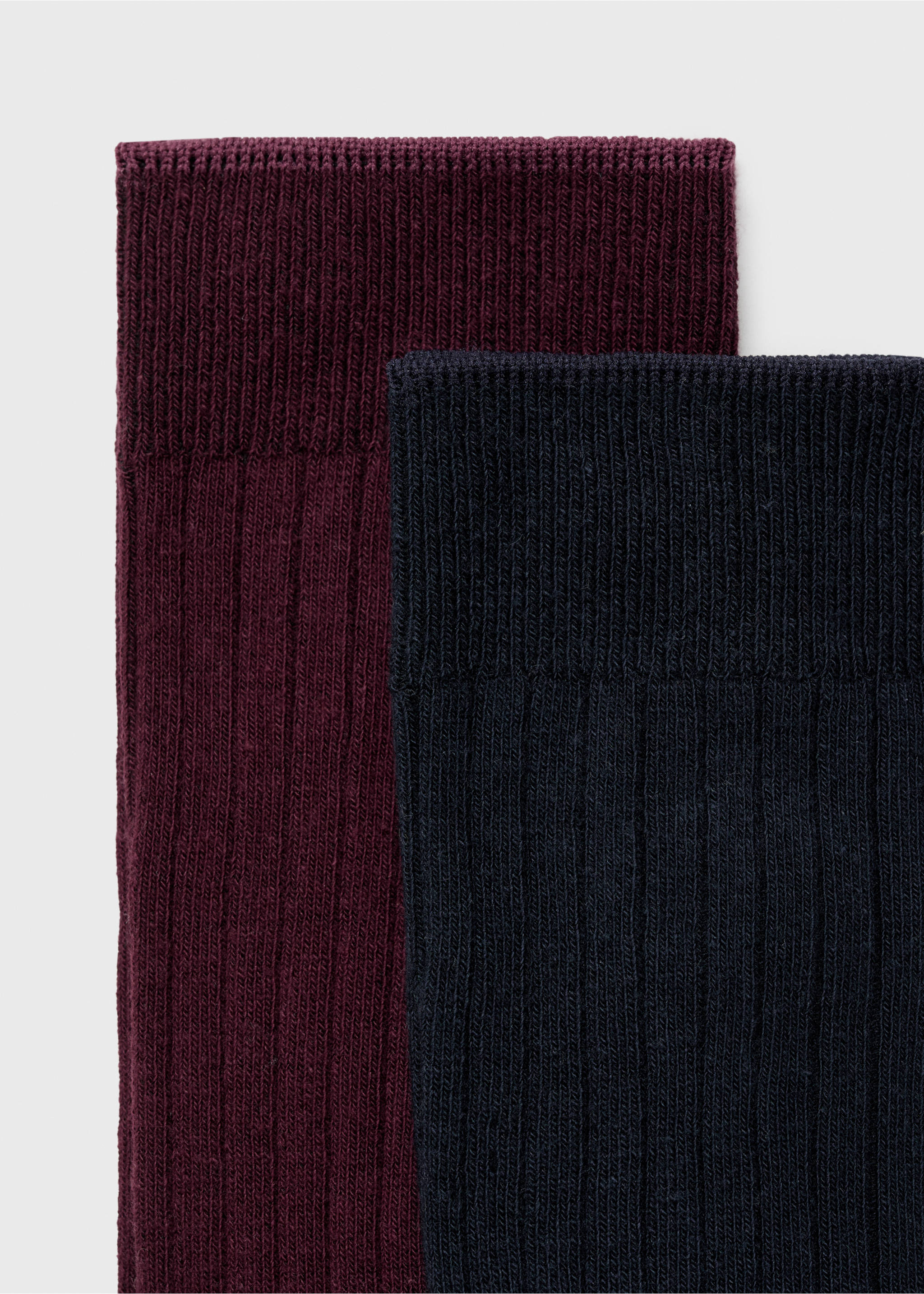 Pack of 2 ribbed cotton socks - Details of the article 8, Burgundy. Ref: 17011255-00.