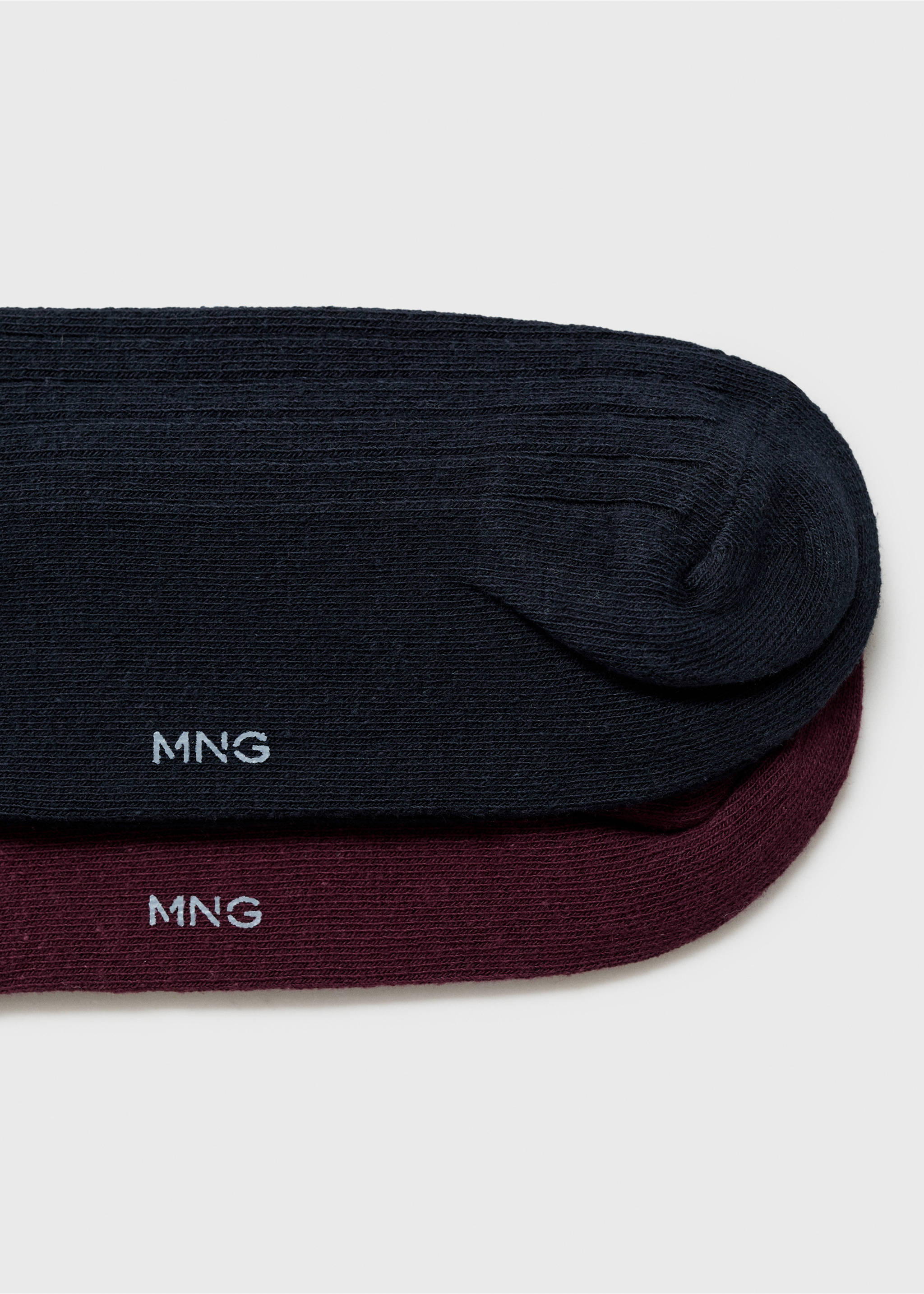 Pack of 2 ribbed cotton socks - Details of the article 0, Burgundy. Ref: 17011255-00.