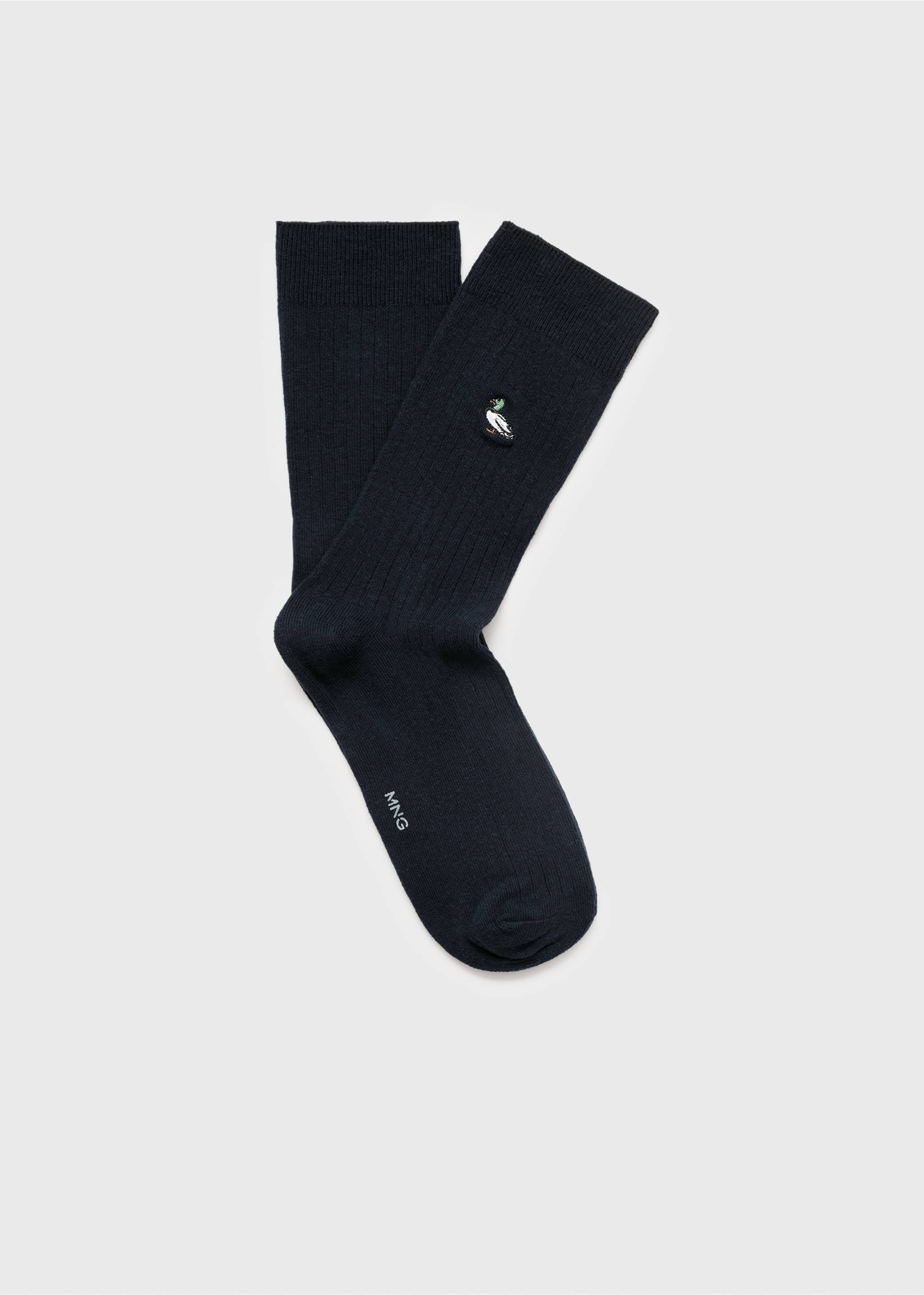 Embroidered cotton socks - Article without model, Navy. Ref: 17011256-00.