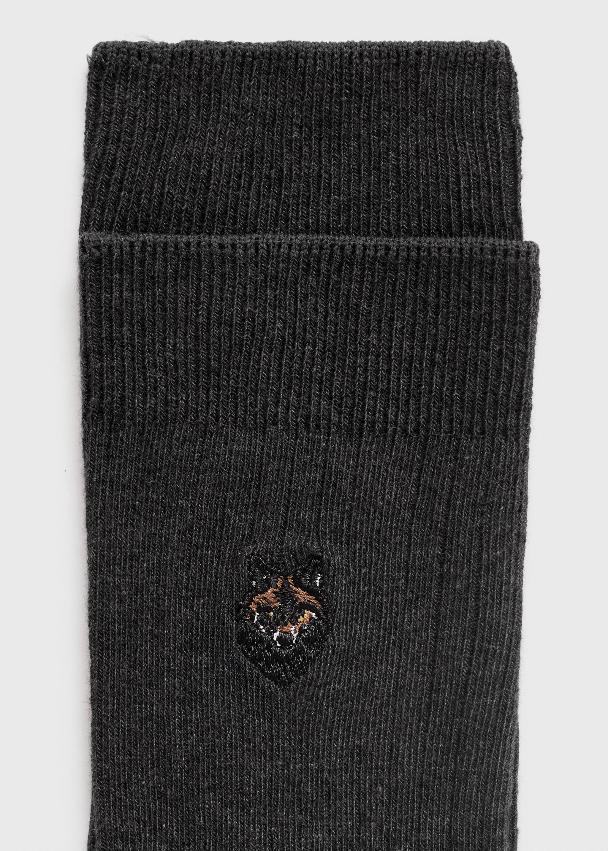 Embroidered cotton socks - Details of the article 8, Grey. Ref: 17011258-00.