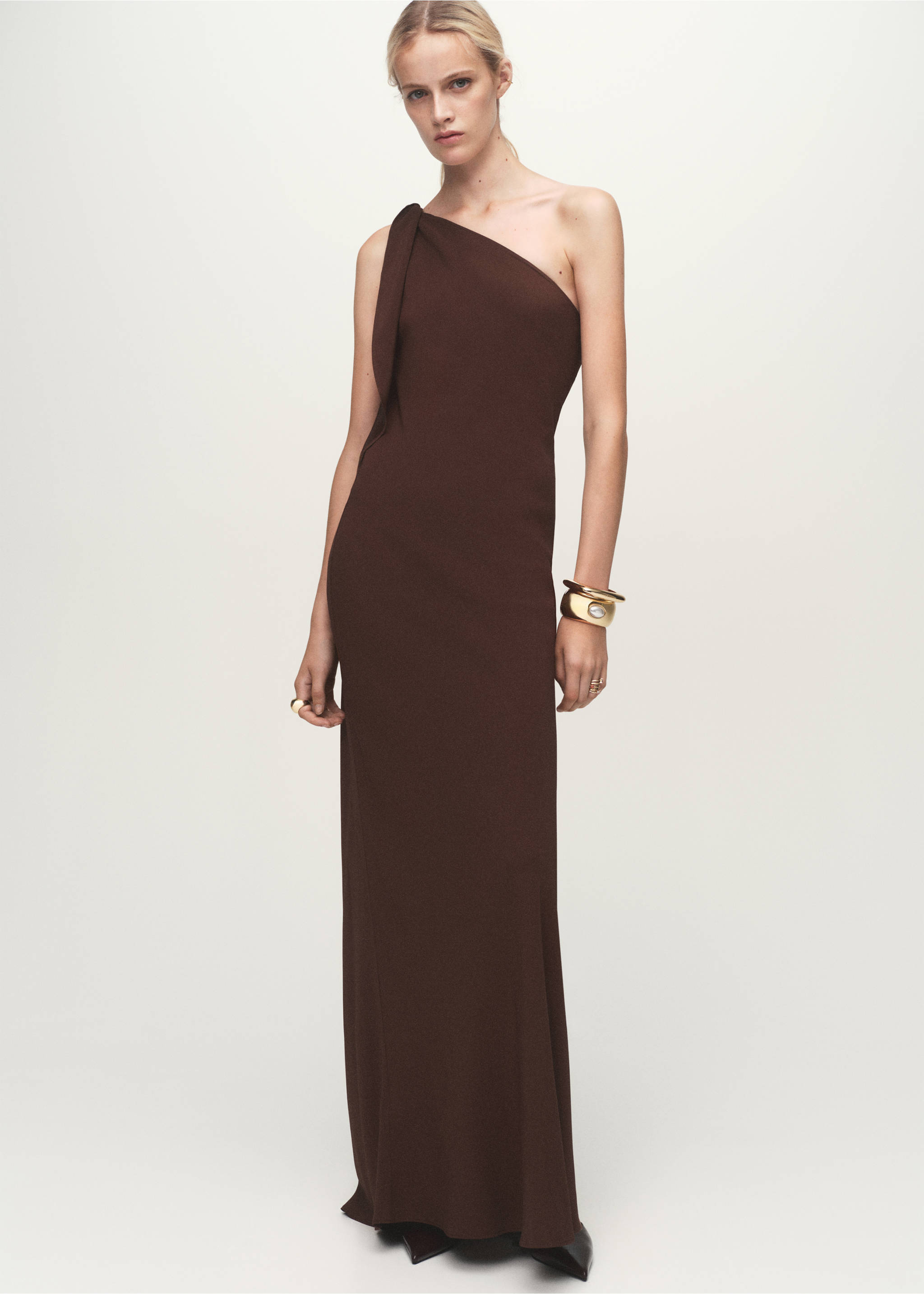 Asymmetrical dress with knot strap - General plane, Burnt Orange. Ref: 17011268-00.