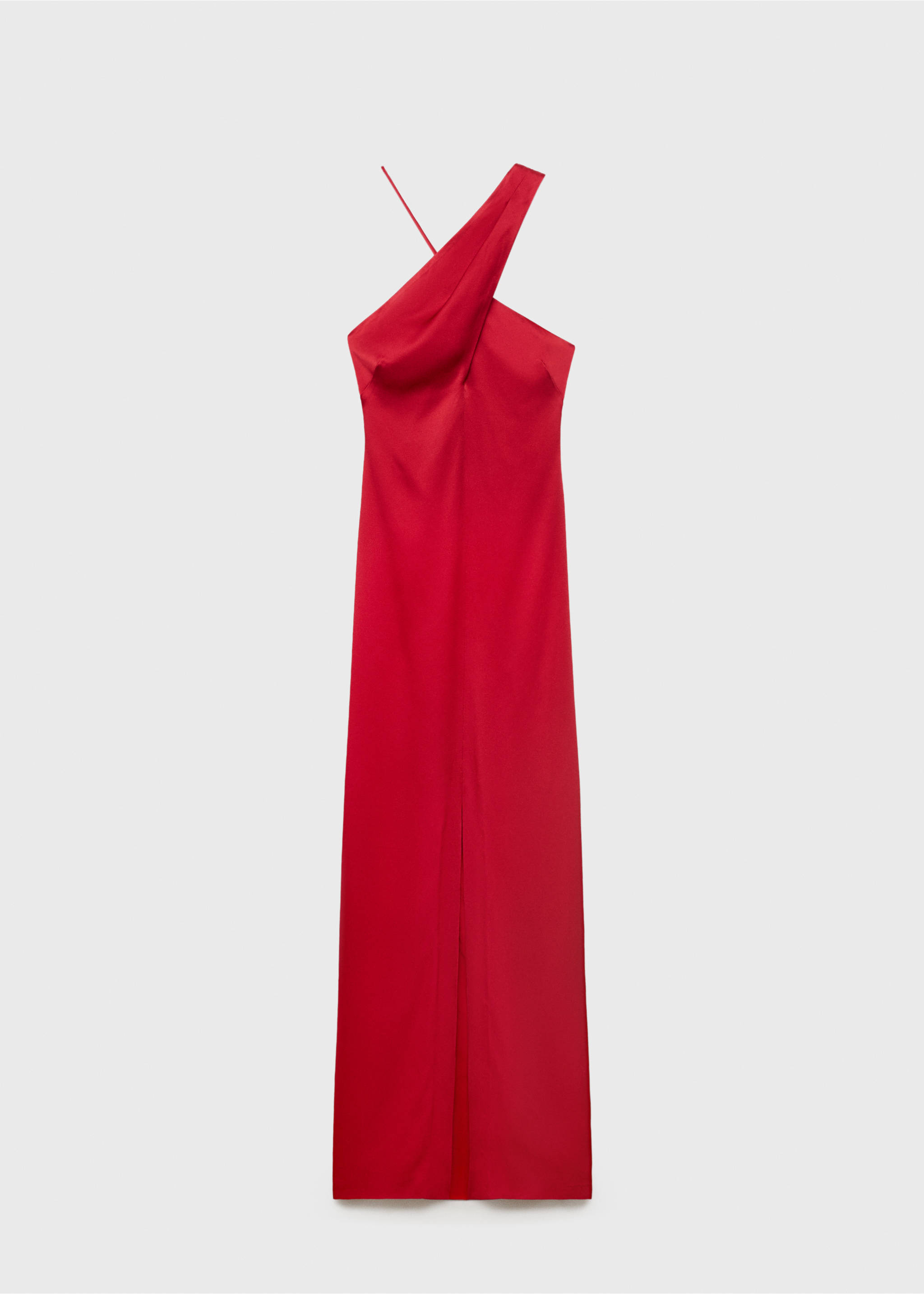 Cross-neckline slit dress - Article without model, Red. Ref: 17011272-00.