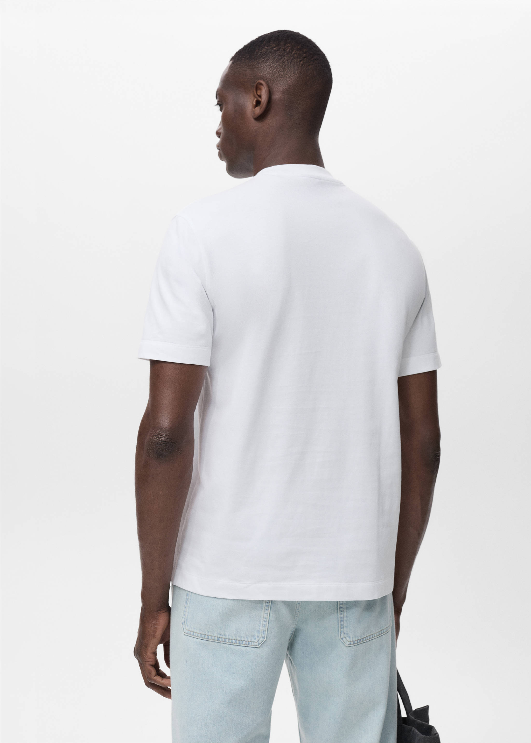 T-shirt 100 % coton détail brodé - Verso de l’article, Blanc. Ref: 17011277-00.