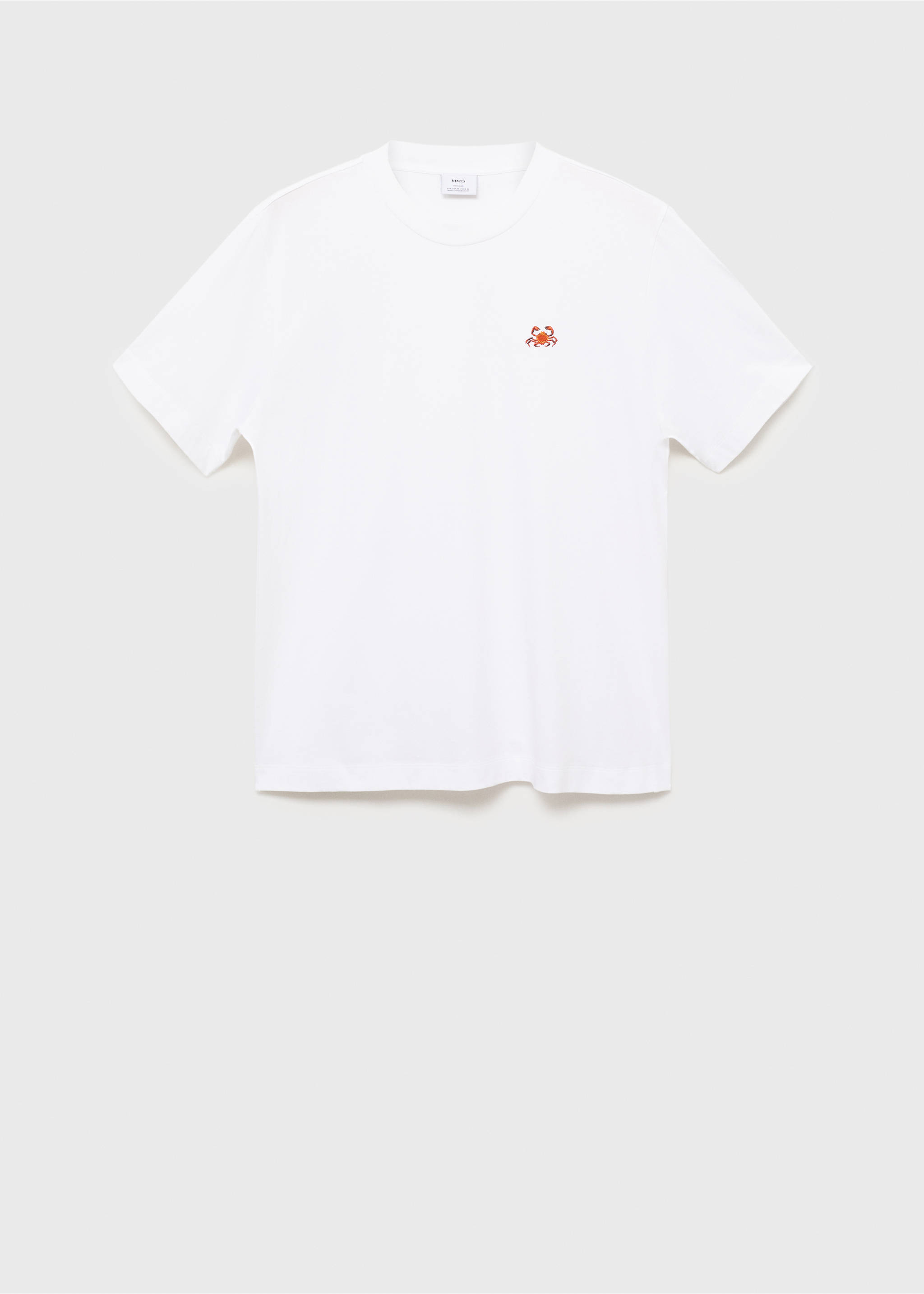 T-shirt 100 % coton détail brodé - Article sans modèle, Blanc. Ref: 17011277-00.