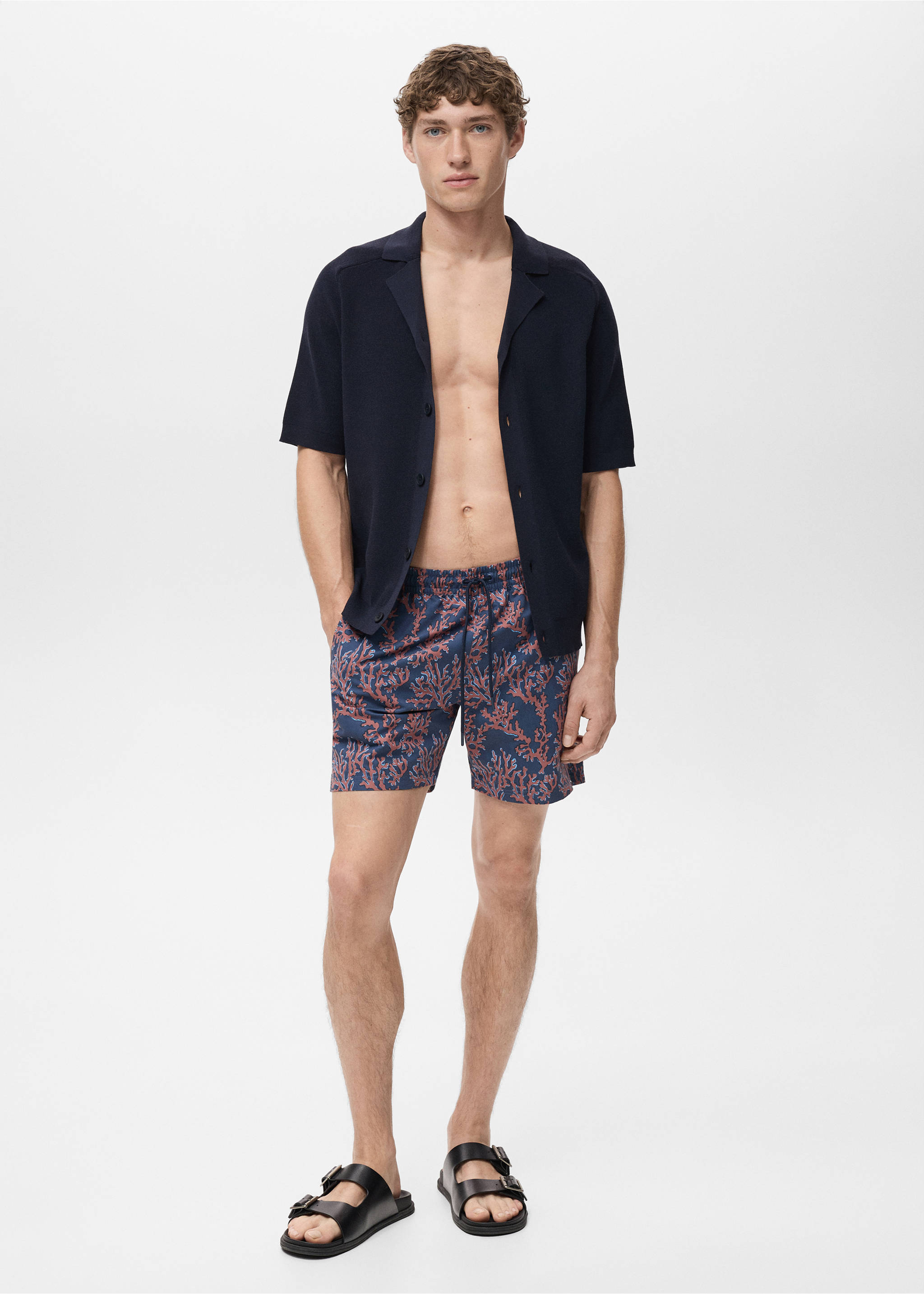 Swimsuit with coral print - General plane, Coral Red. Ref: 17011287-00.