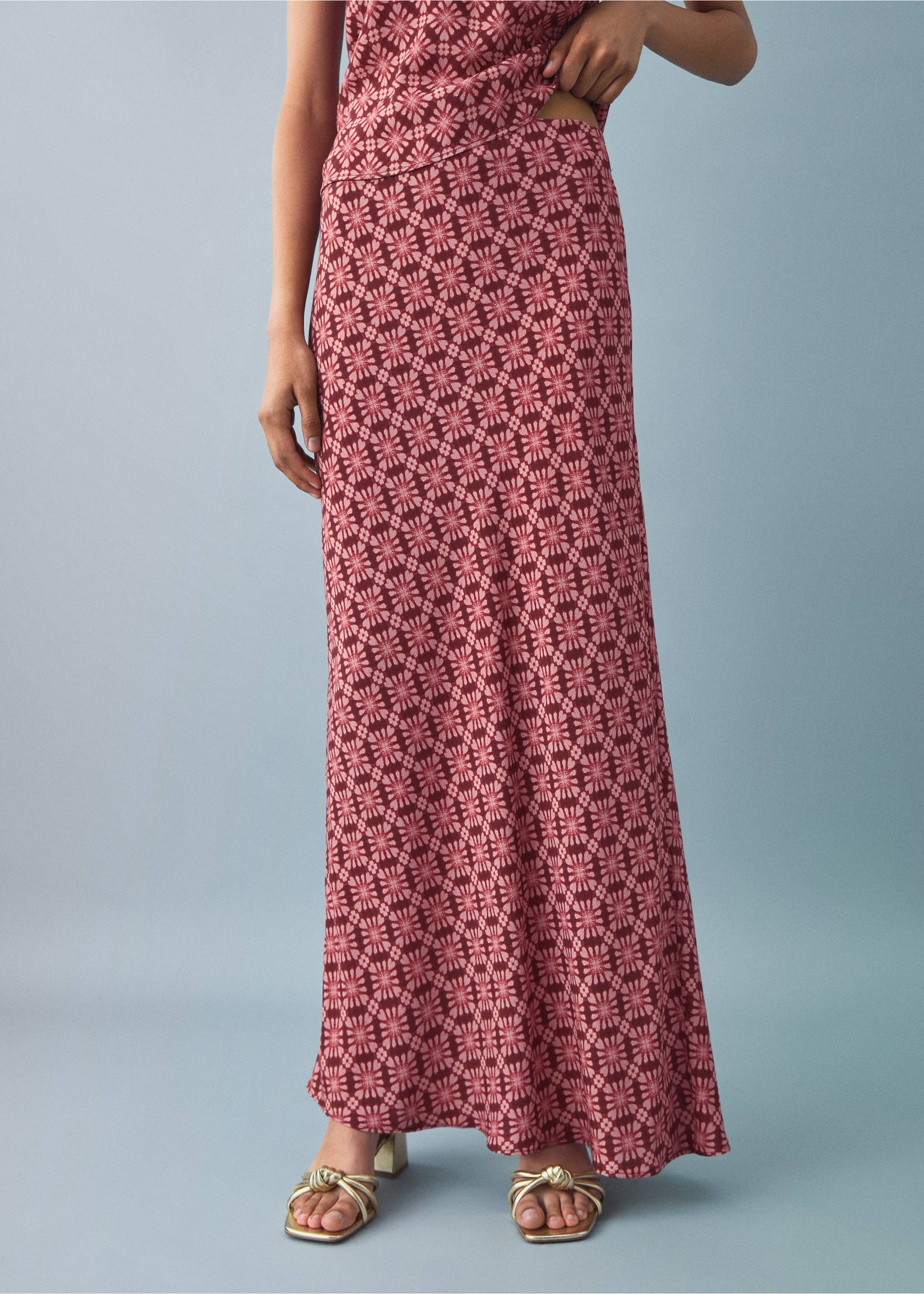 Flowy printed skirt - Medium plane, Pastel Pink. Ref: 17011290-00.