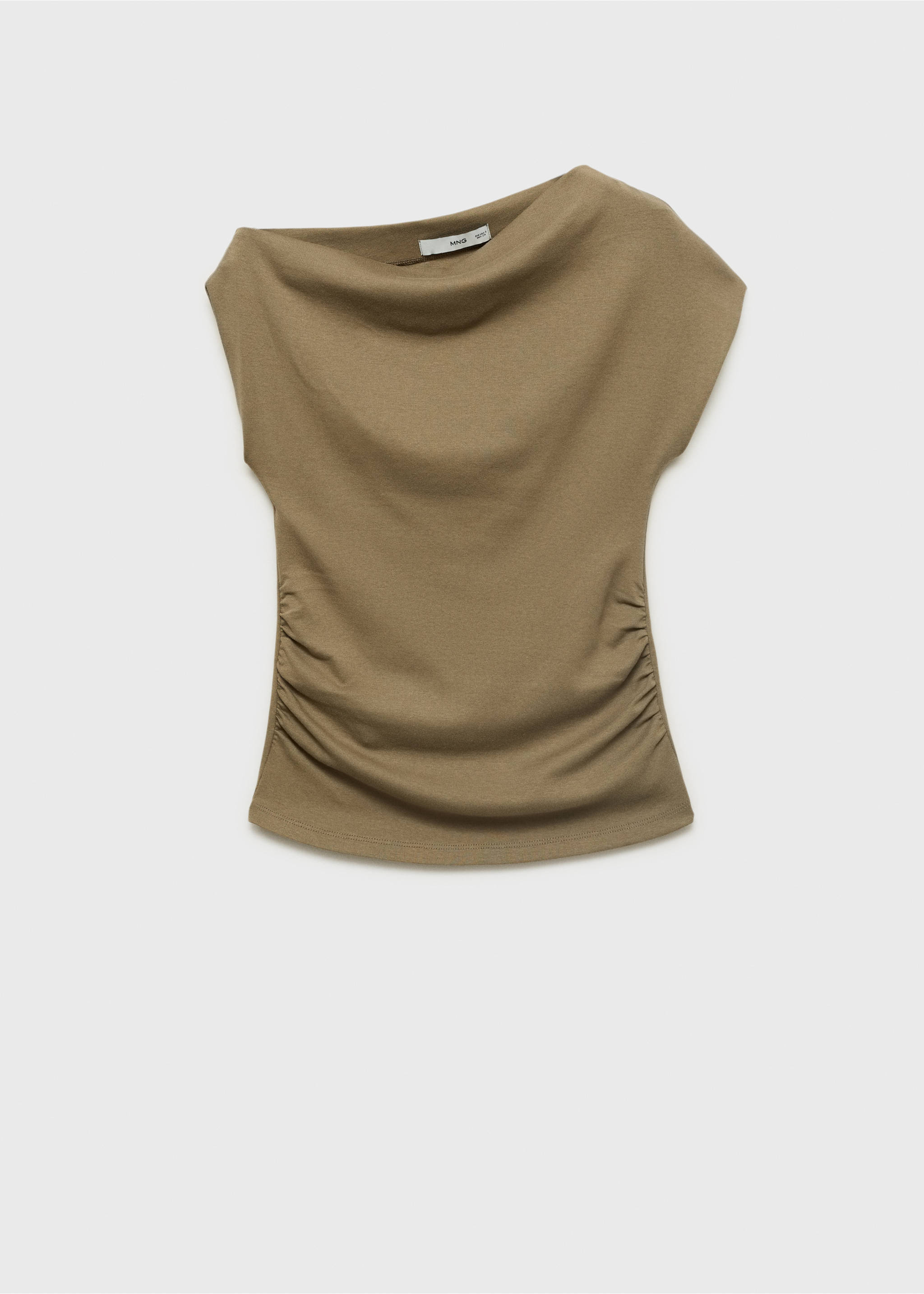Cotton top with asymmetrical neckline - Article without model, Khaki. Ref: 17011291-00.