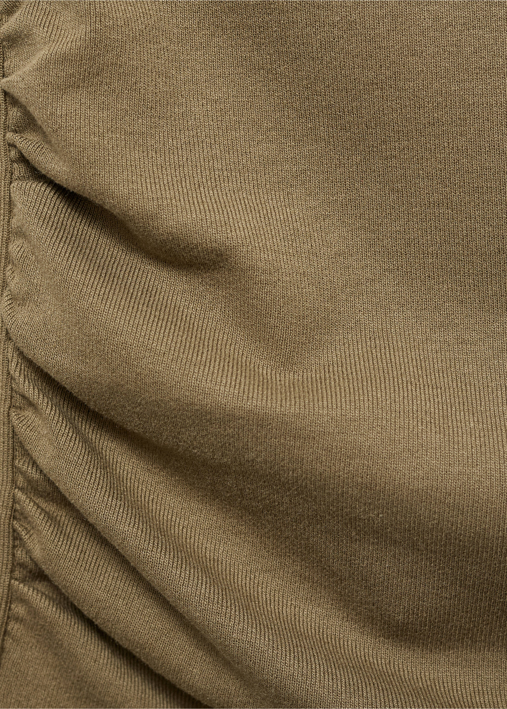 Cotton top with asymmetrical neckline - Details of the article 8, Khaki. Ref: 17011291-00.