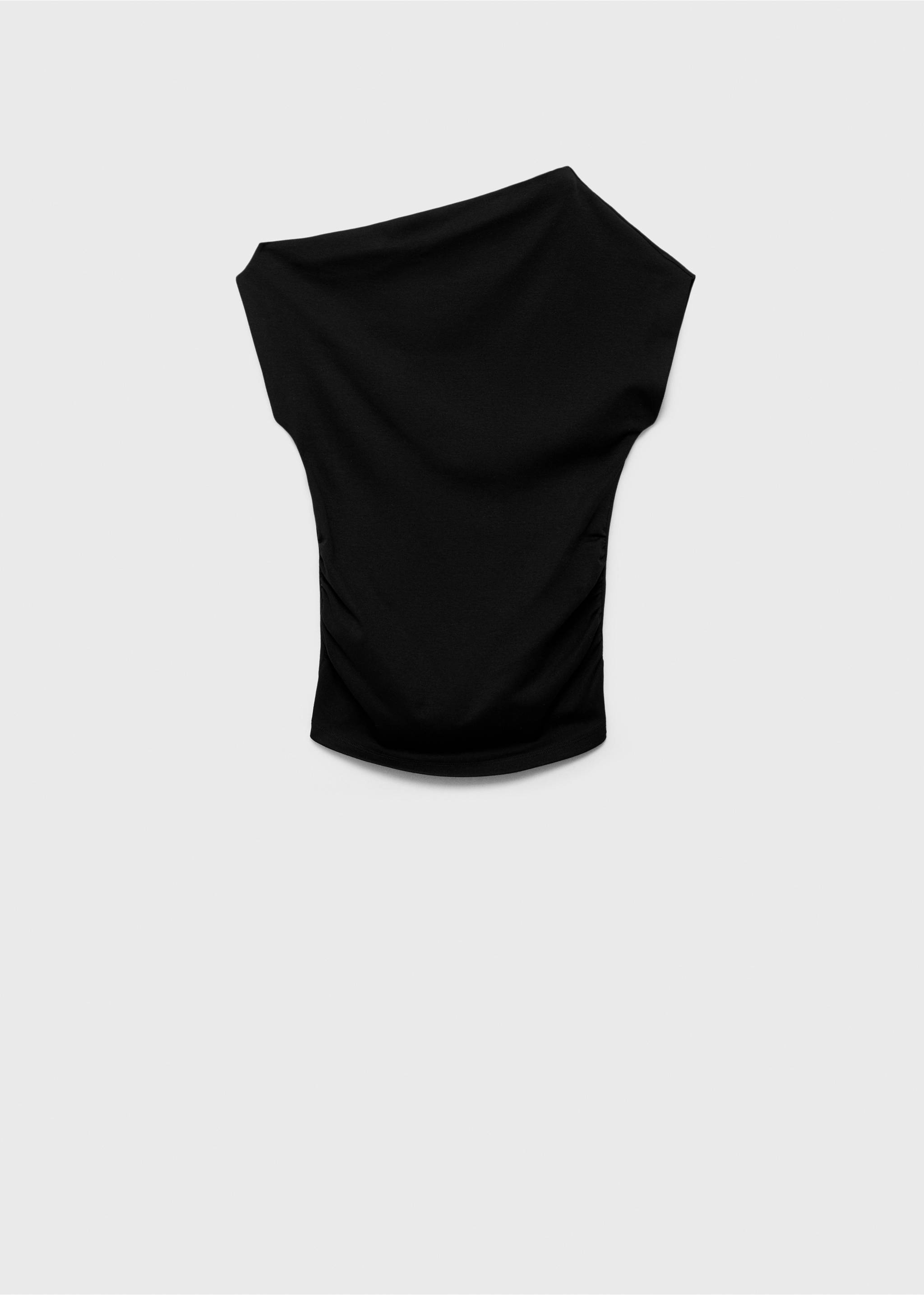 Cotton top with asymmetrical neckline - Article without model, Black. Ref: 17011291-00.