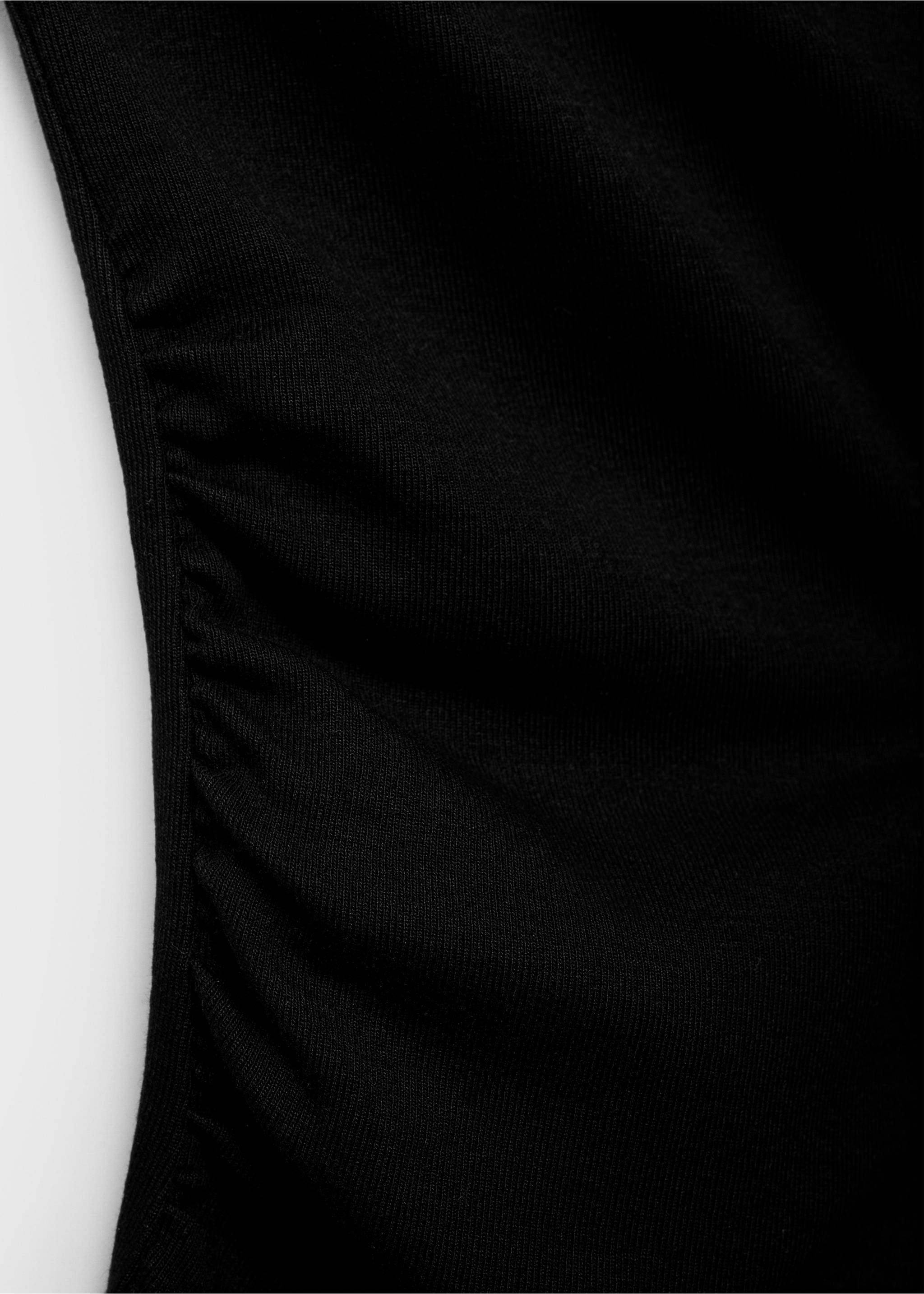 Cotton top with asymmetrical neckline - Details of the article 8, Black. Ref: 17011291-00.