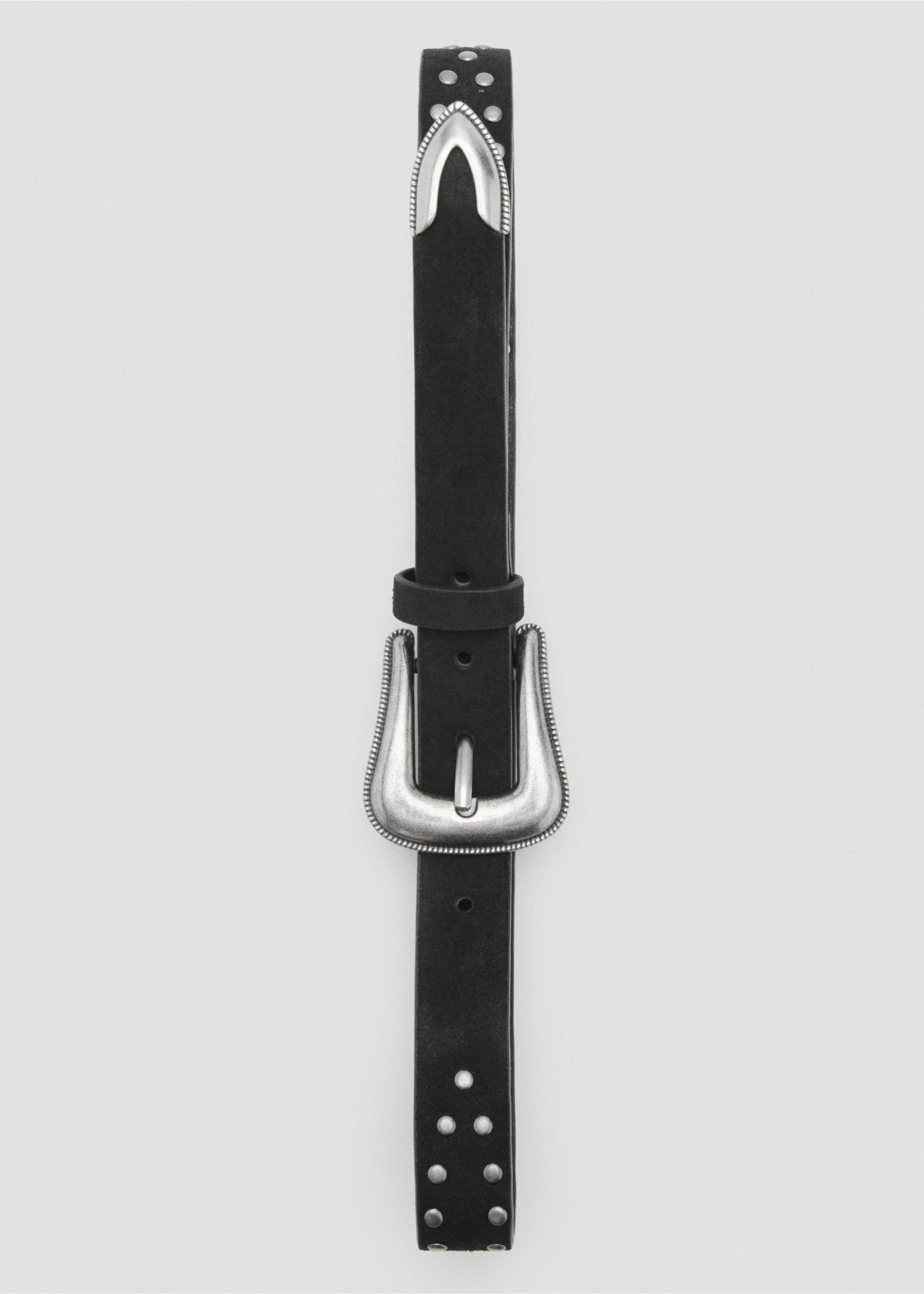 Studded leather belt - Details of the article 2, Black. Ref: 17011522-00.