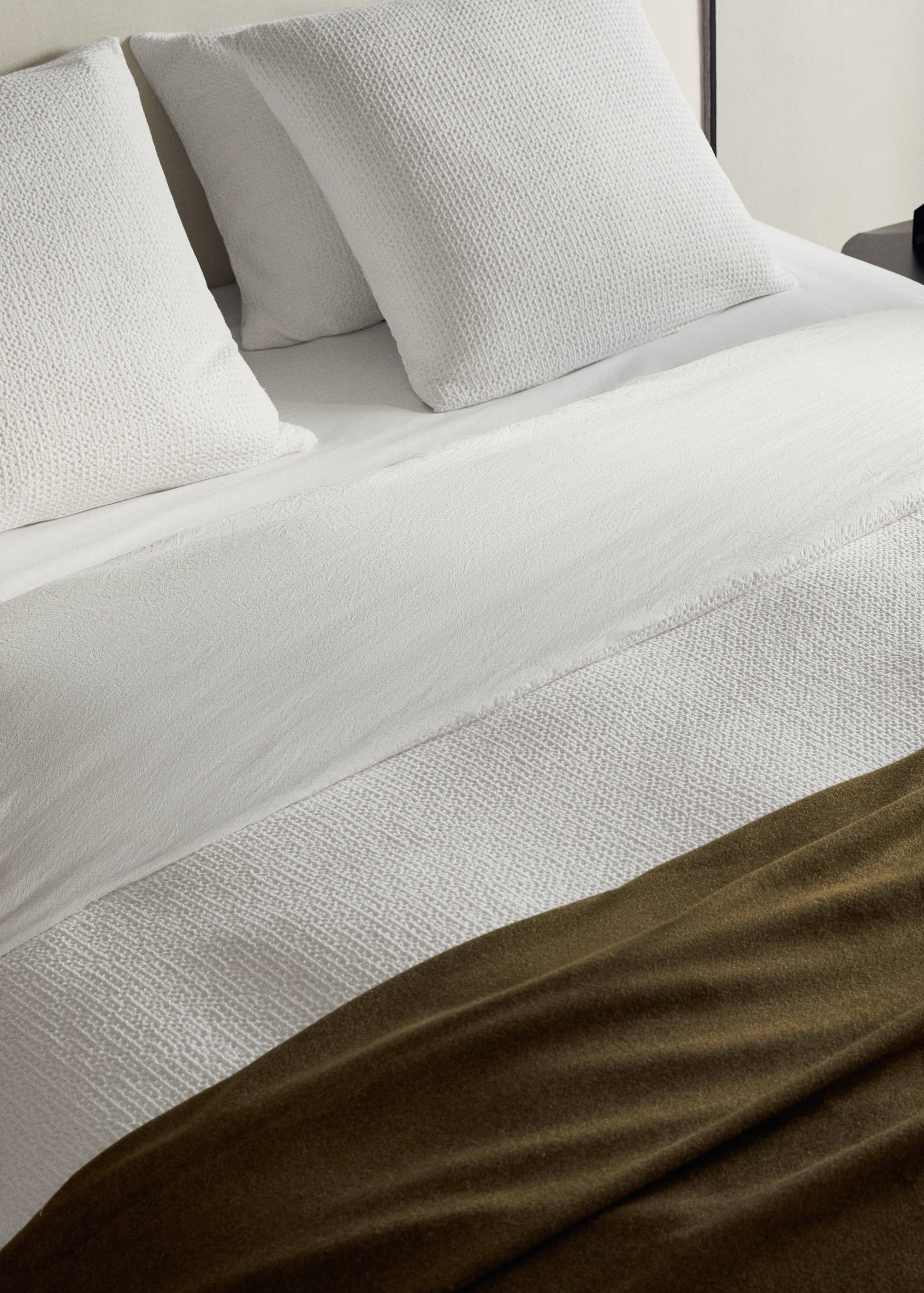 Cotton percale waffle duvet cover Superking bed - Details of the article 7