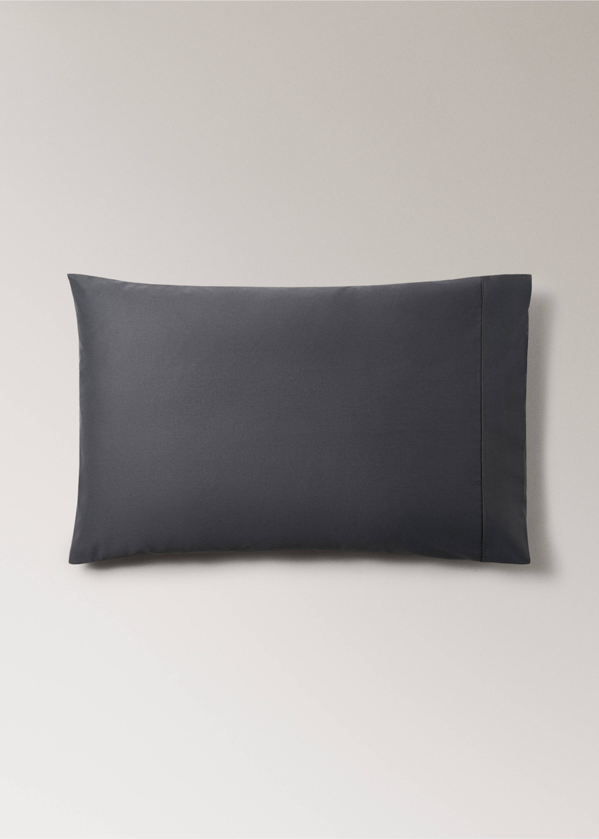 Dark grey pillowcase with a decorative border band., Dark Grey. Ref: 17011583-00.