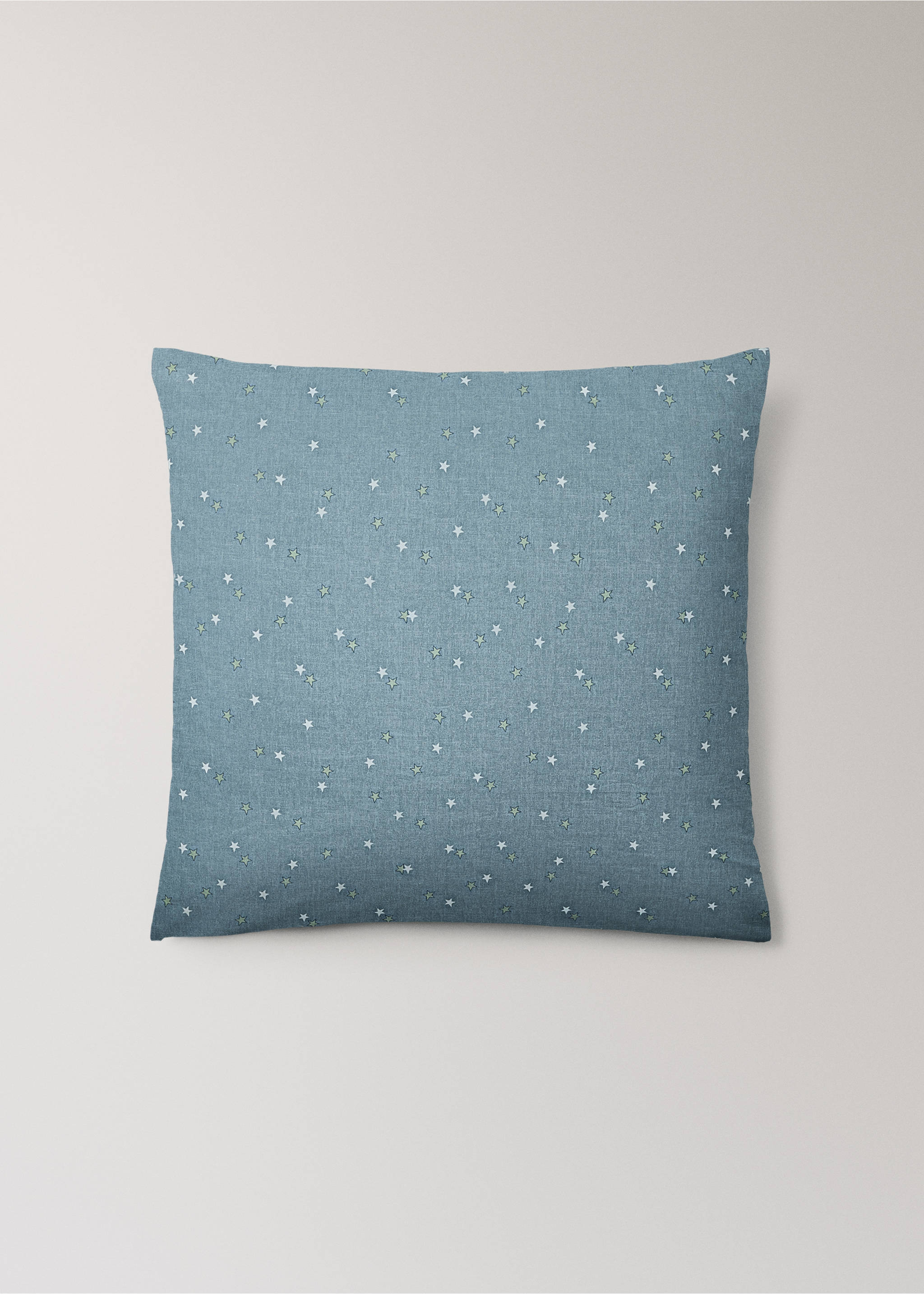 Blue pillowcase with an all-over small star print., Blue. Ref: 17011626-00.