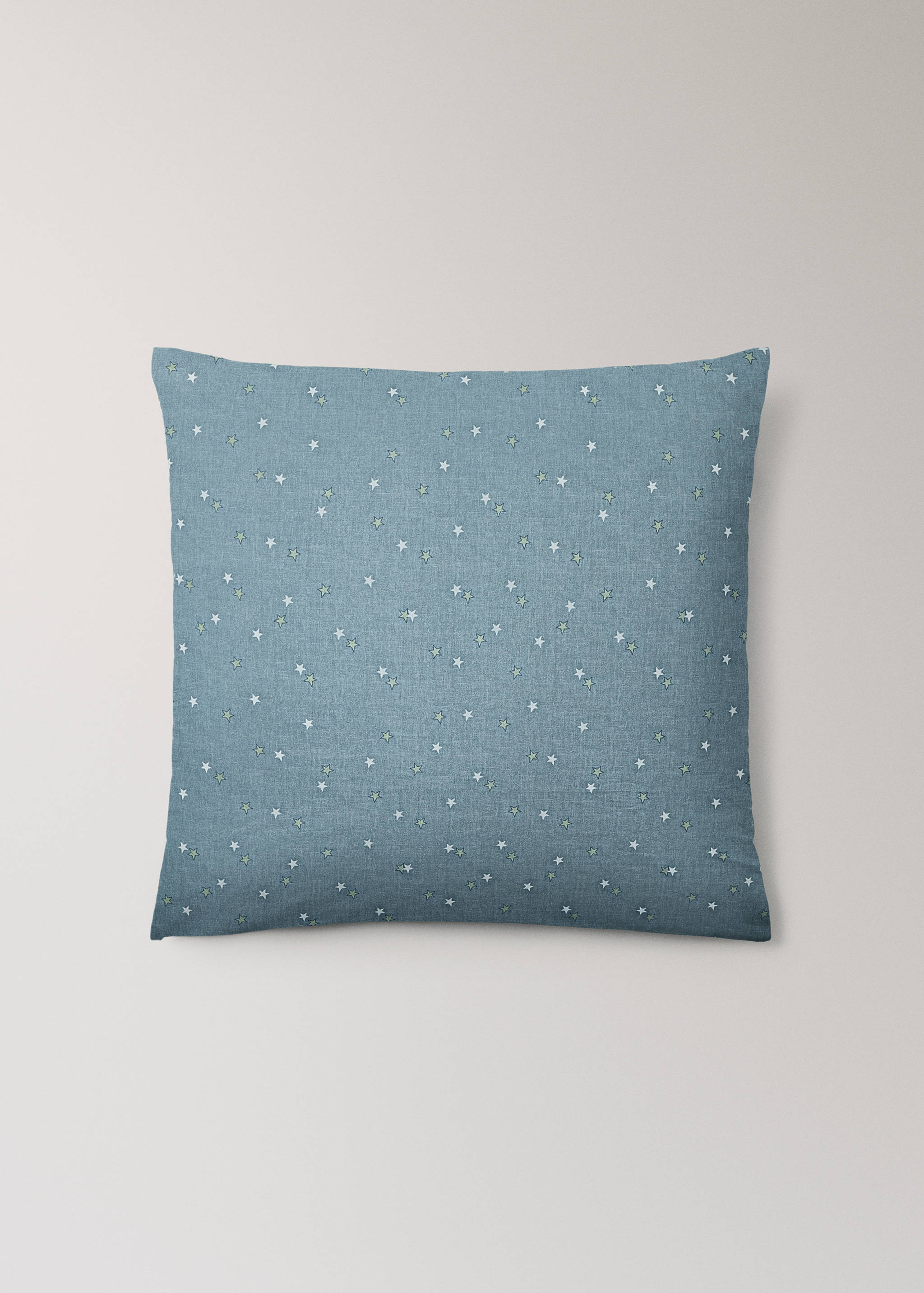 Blue pillowcase with an all-over small star print.