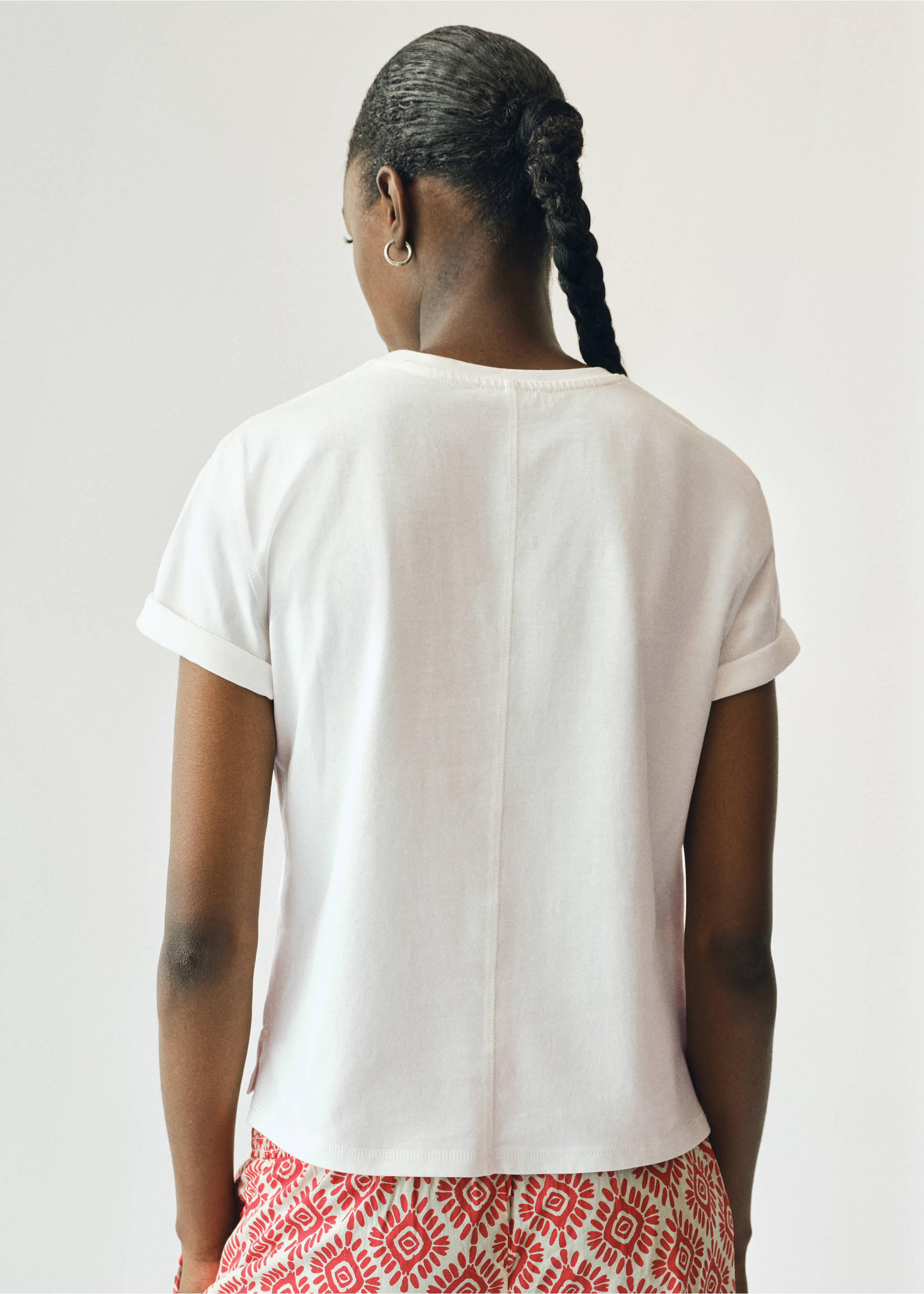 T-shirt imprimé manches courtes - Verso de l’article, Blanc cassé. Ref: 17012534-00.