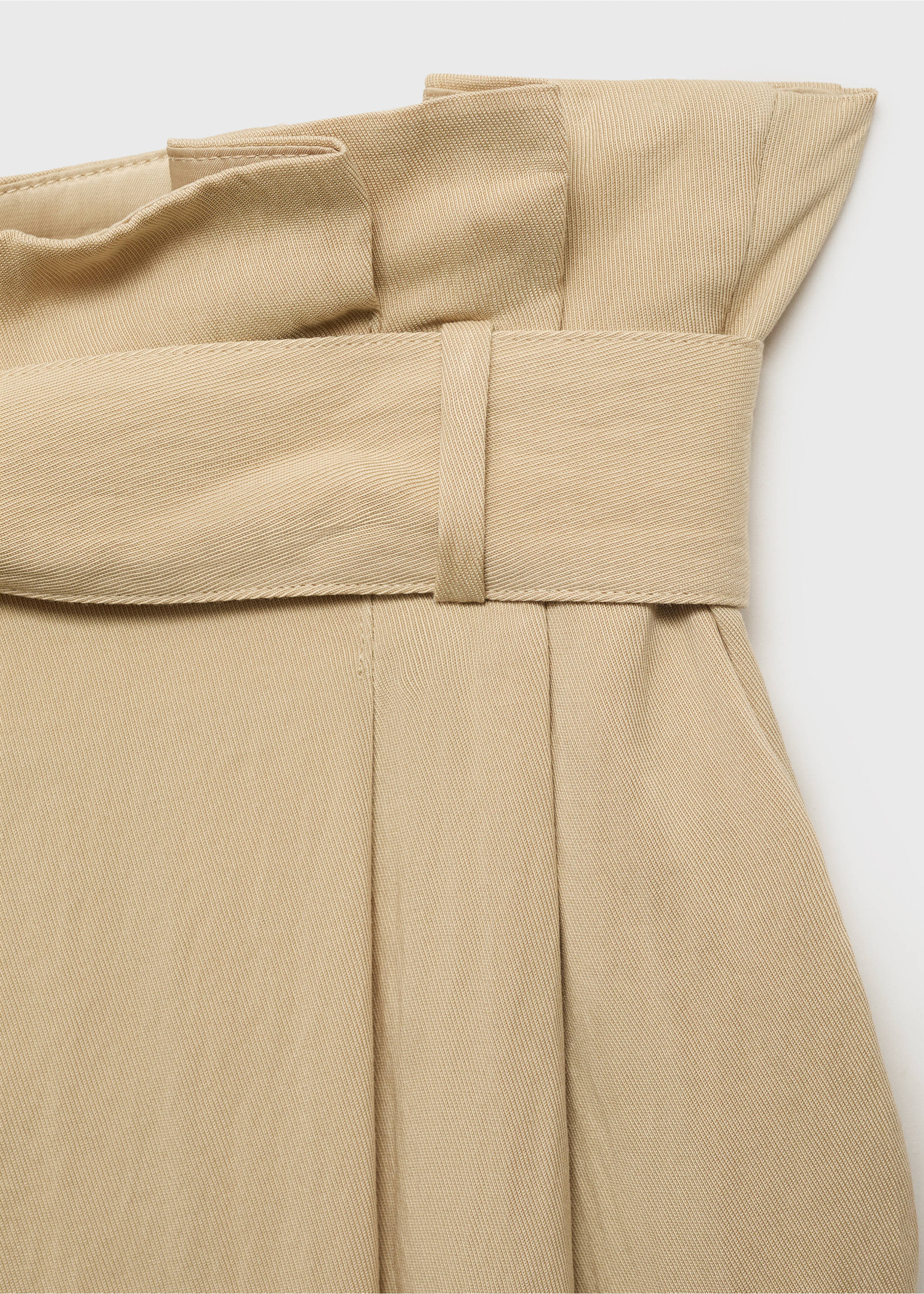 Lyocell paperbag trousers - Details of the article 8, Beige. Ref: 17012536-00.