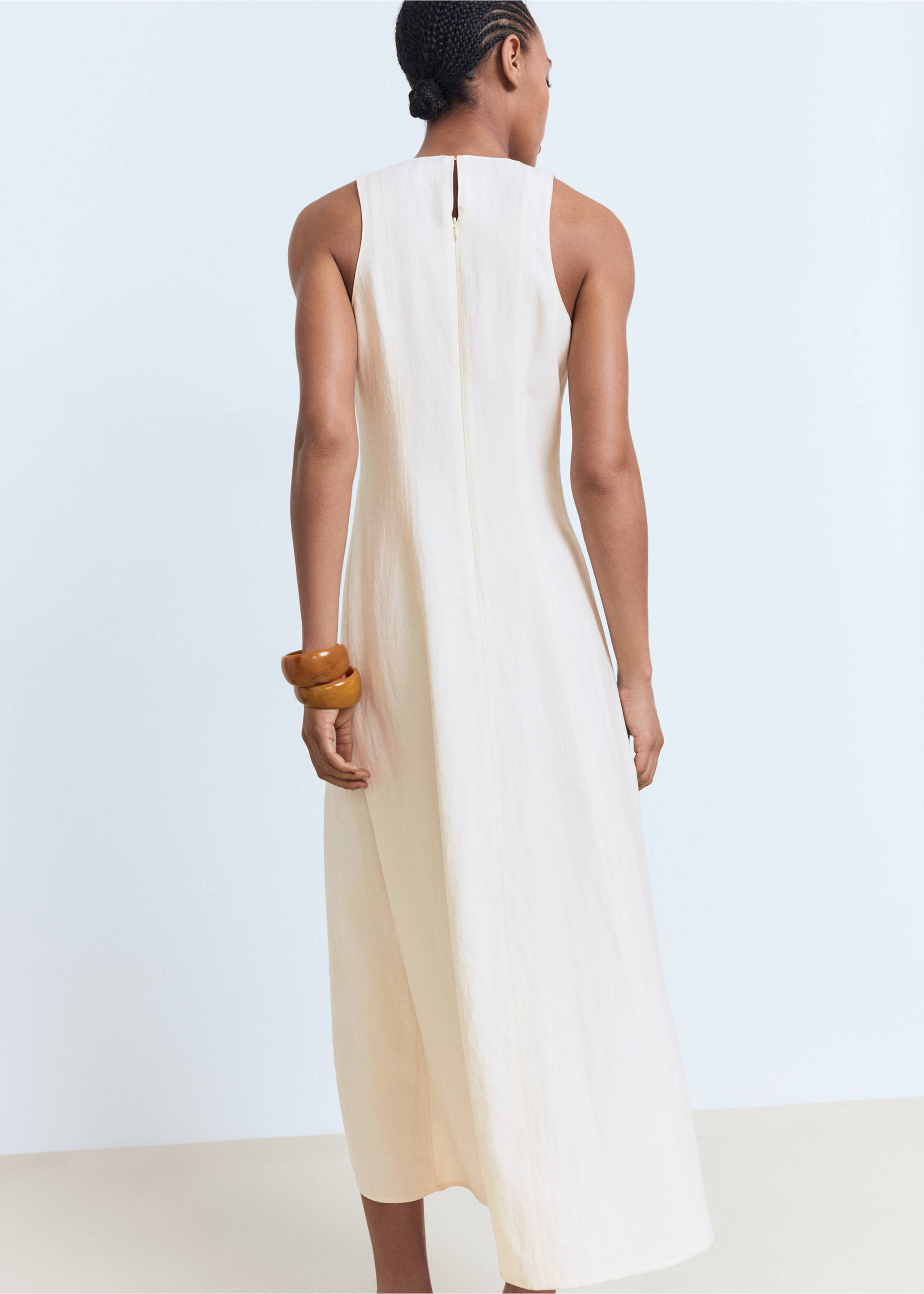 Flared midi-dress - Reverse of the article, Ecru. Ref: 17012537-00.