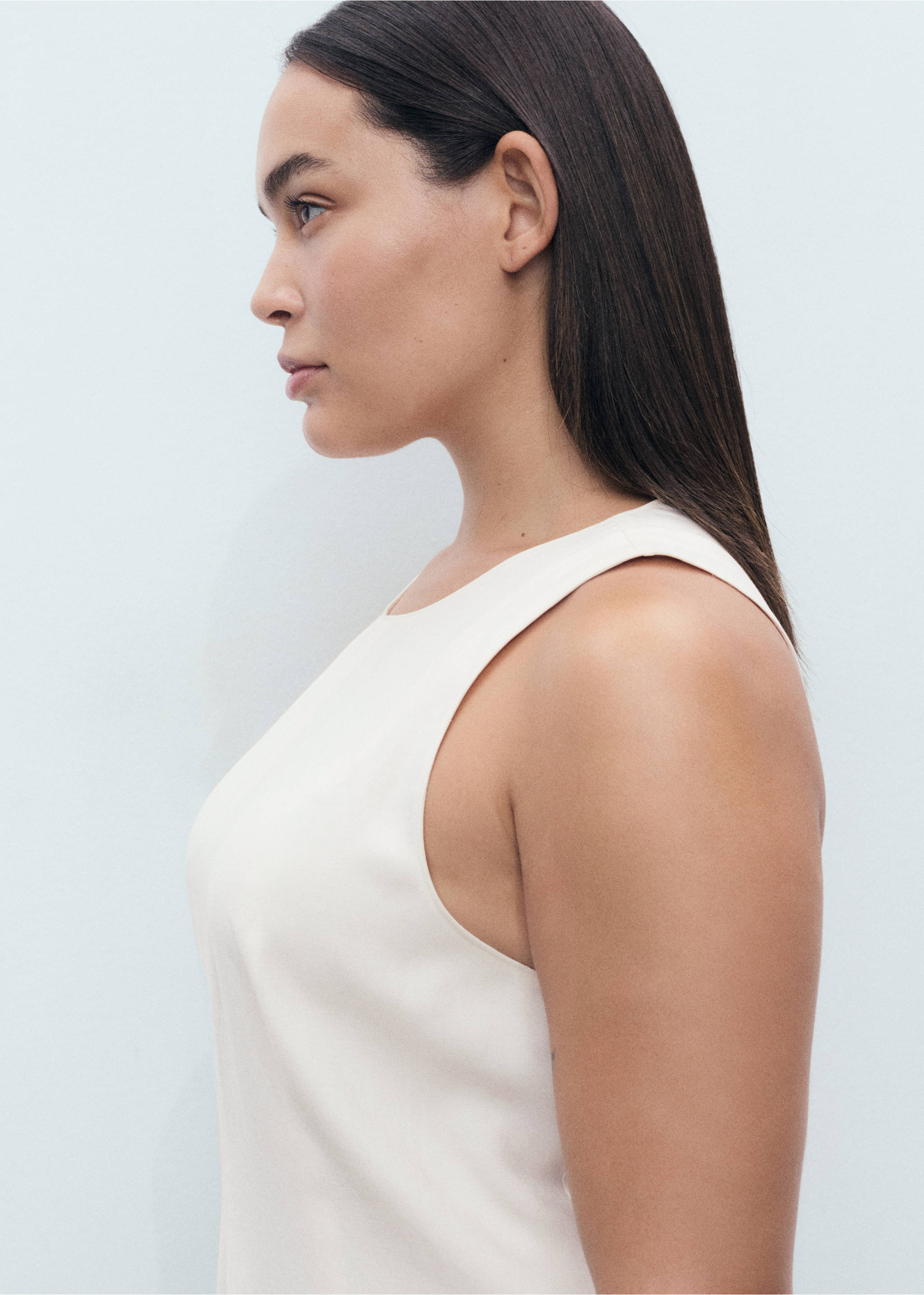 Flared midi-dress - Details of the article 4, Ecru. Ref: 17012537-00.