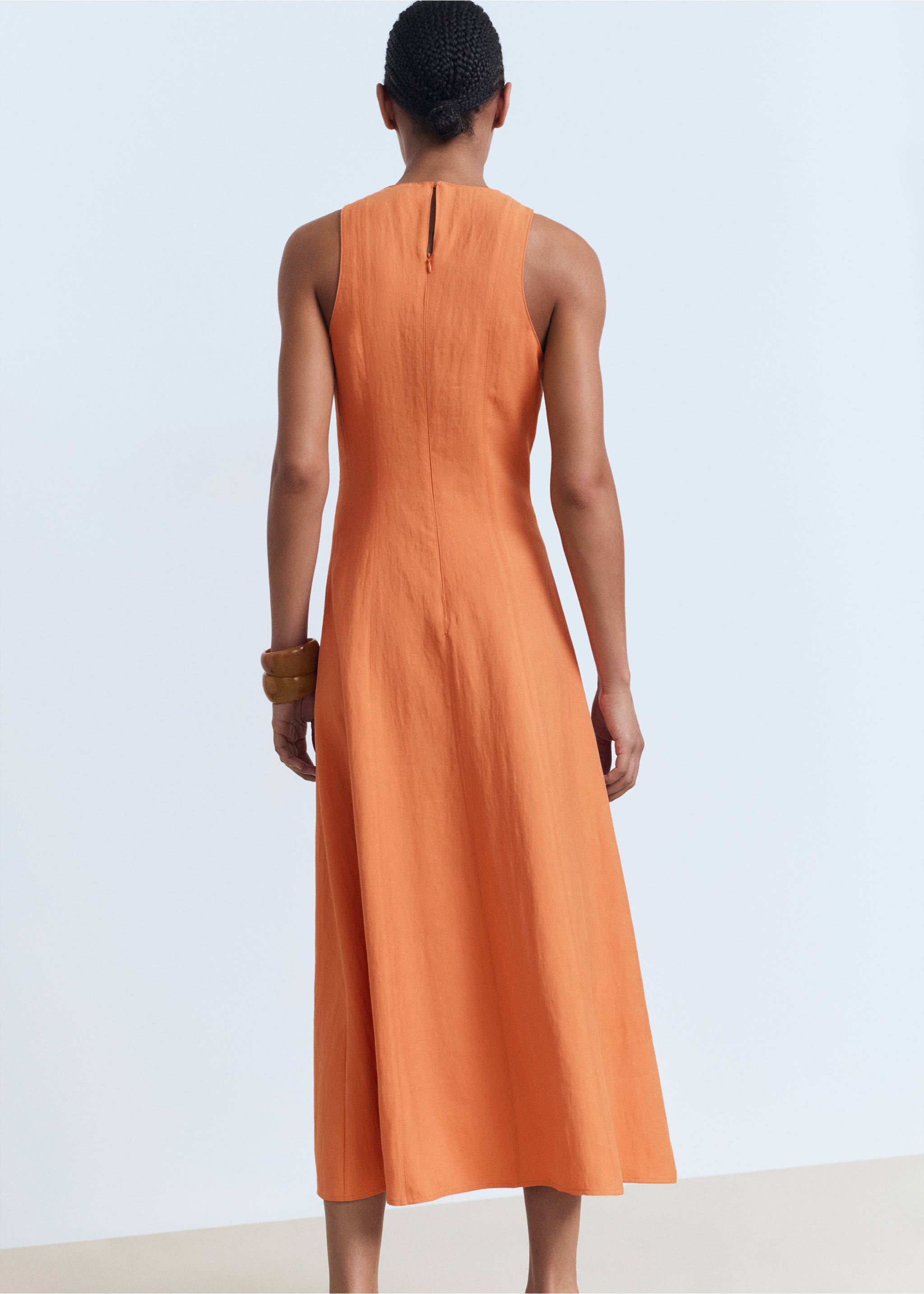 Flared midi-dress - Reverse of the article, Salmon. Ref: 17012537-00.