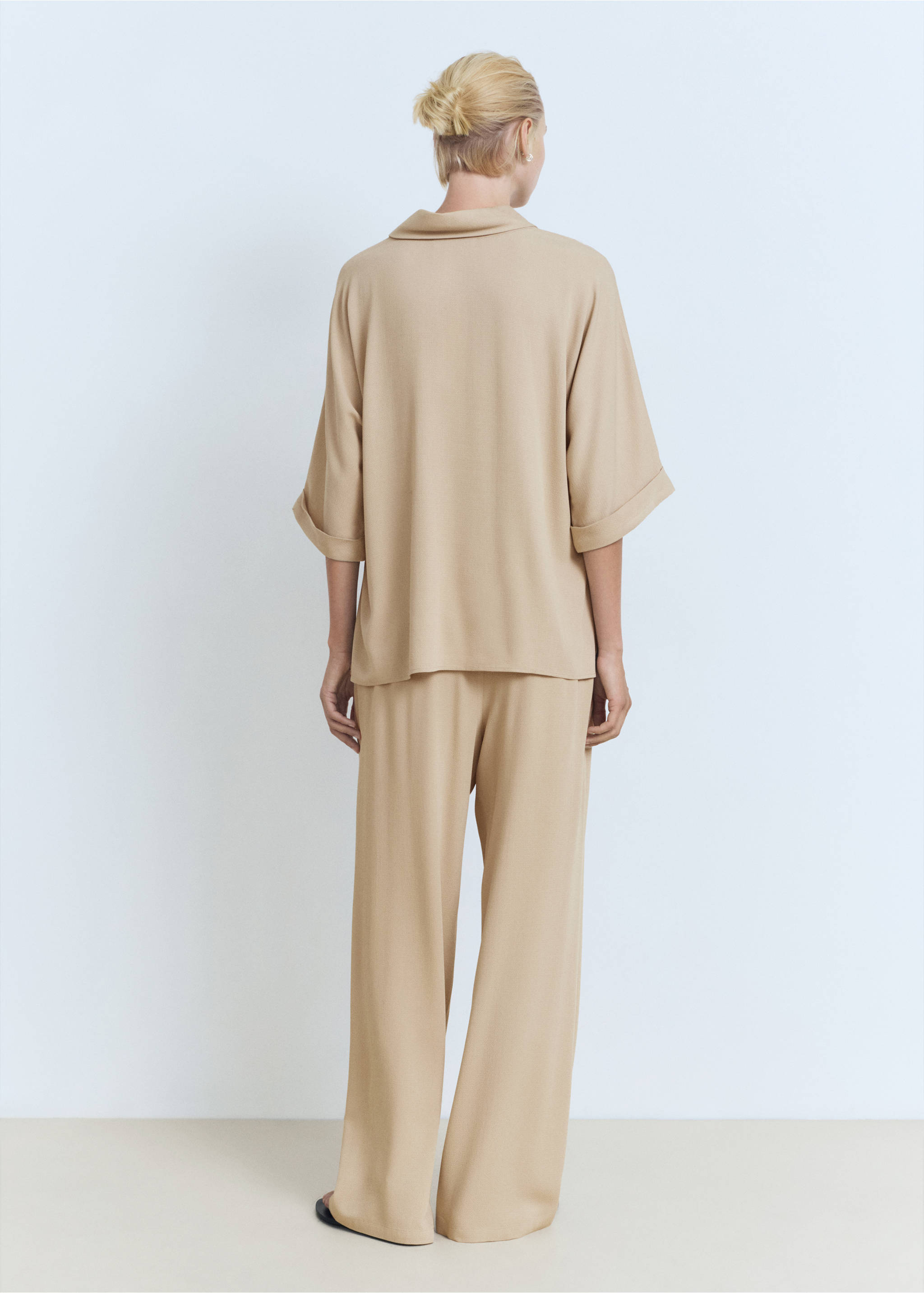 Pantalón recto cintura elástica - Reverso del artículo, Beige. Ref: 17012538-00.