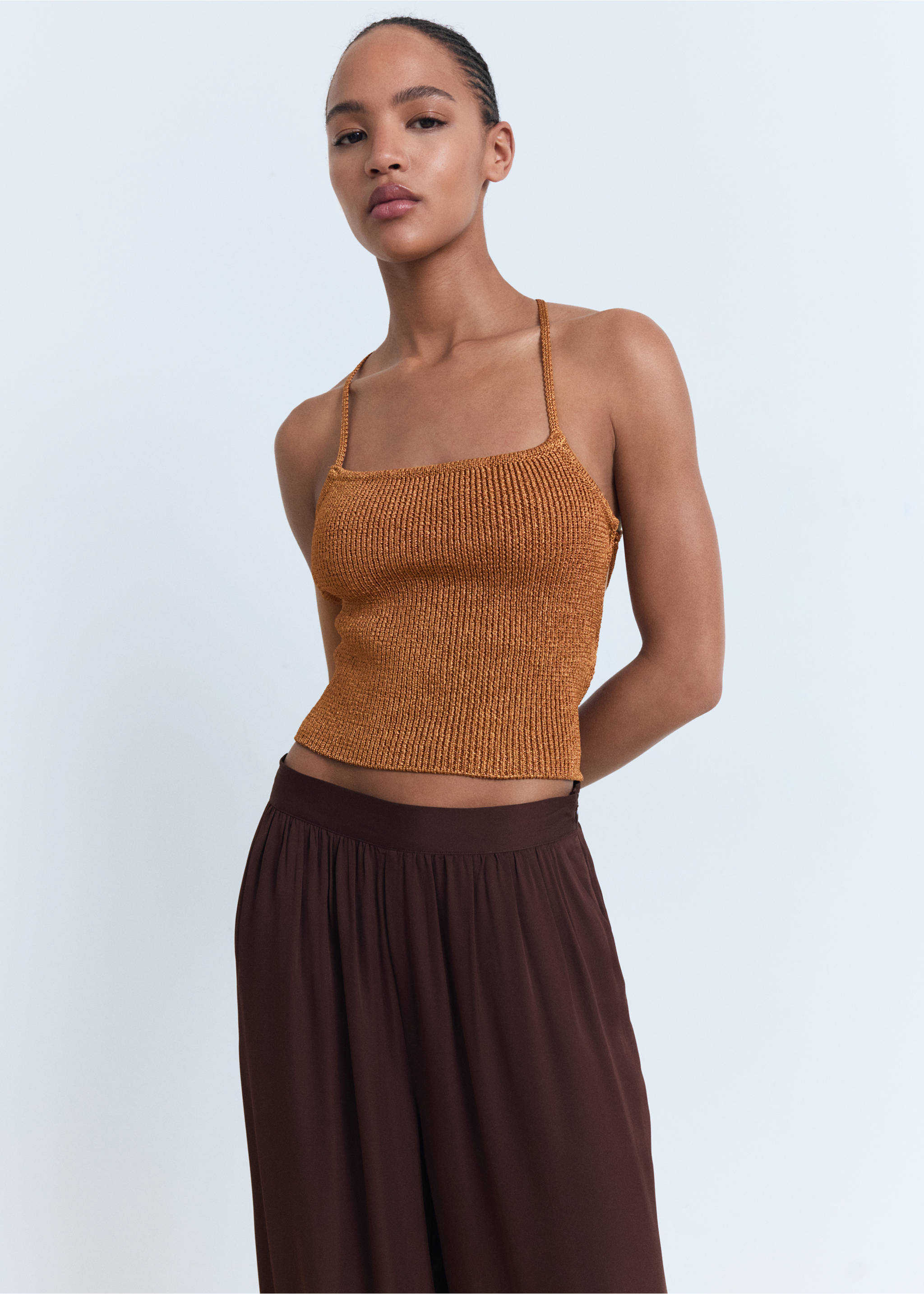 Balloon trousers with bows - Details of the article 1, Chocolate. Ref: 17012541-00.