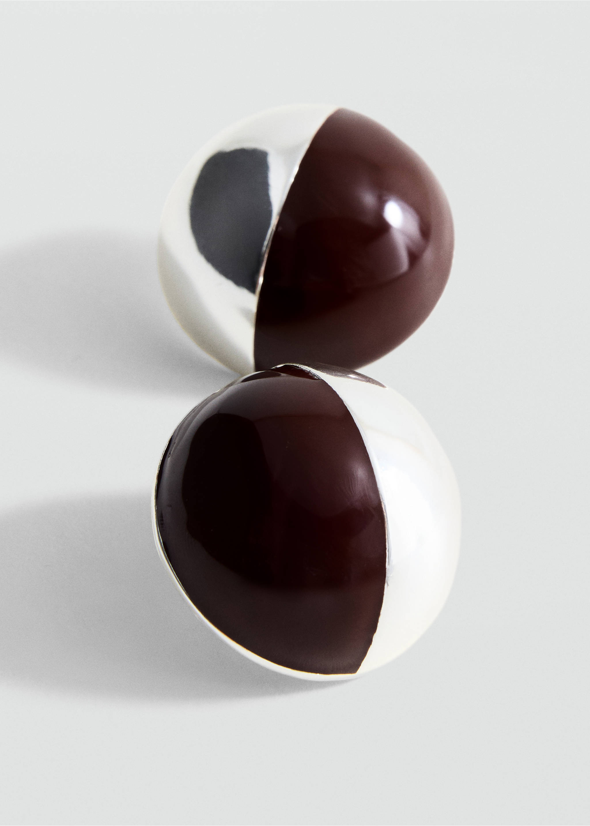 Combined round earrings - Medium plane, Silver. Ref: 17012554-00.