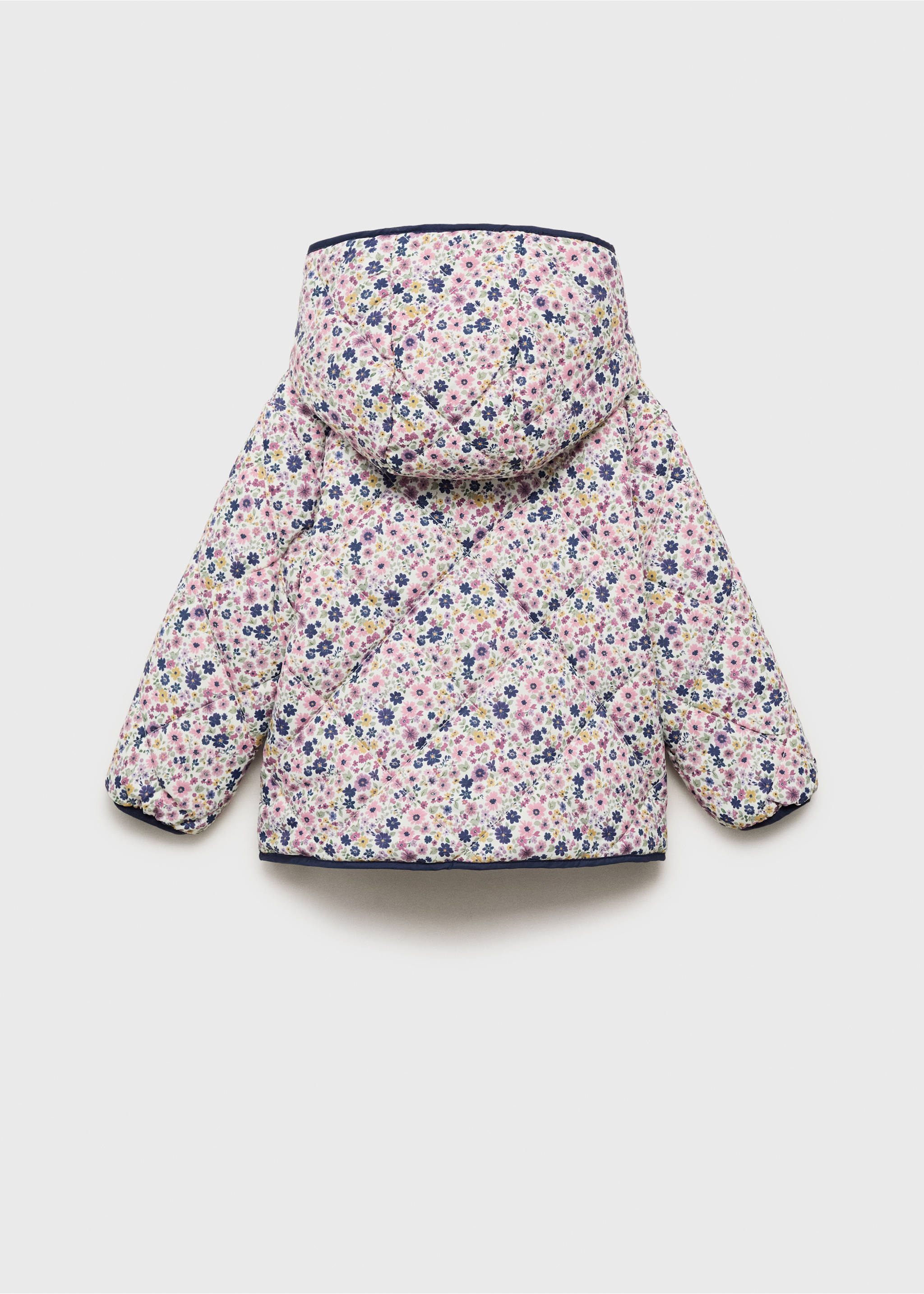 Flowers print quilted anorak - Reverse of the article, Navy. Ref: 17012899-00.