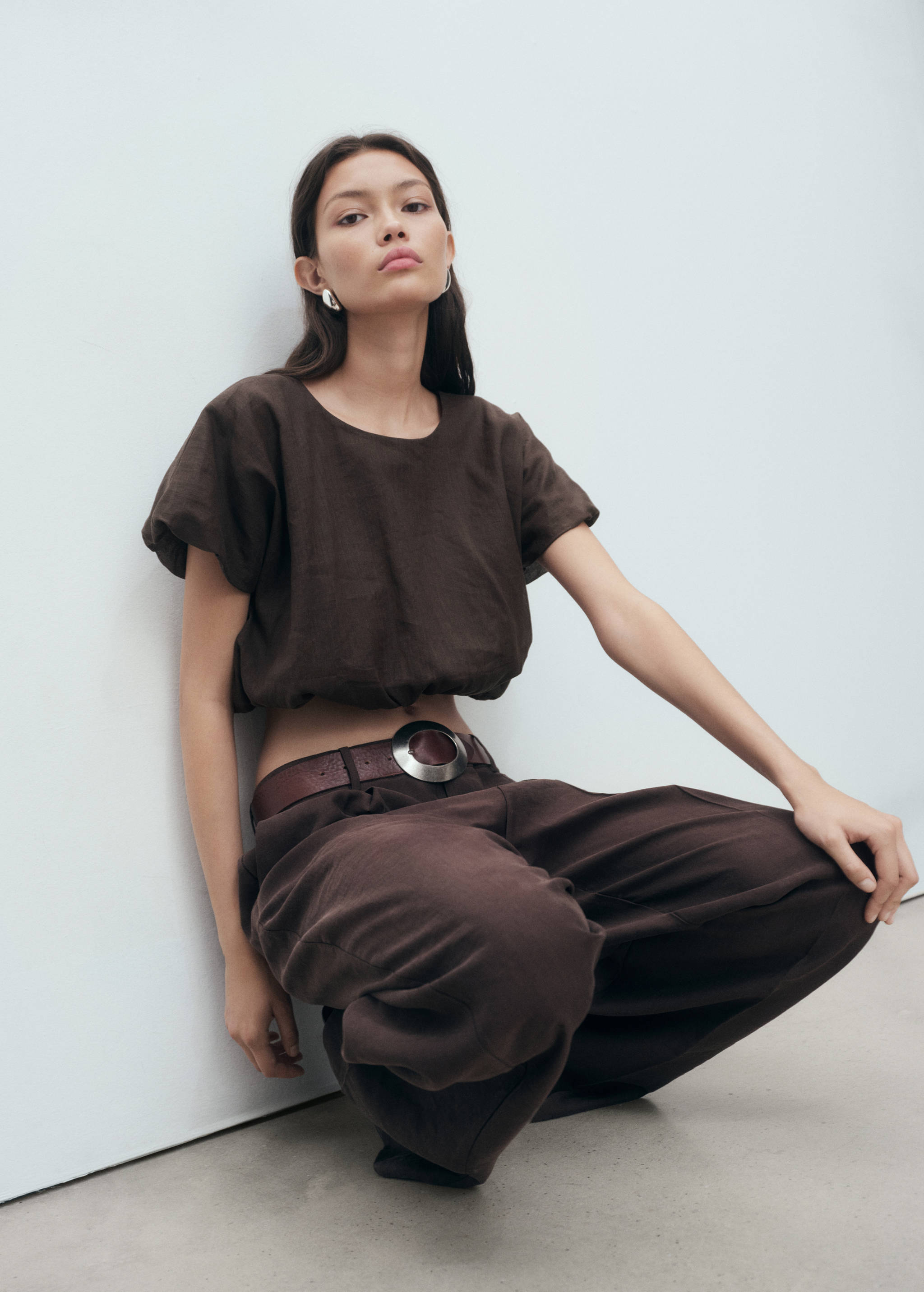 Ramie cropped balloon blouse - Details of the article 2