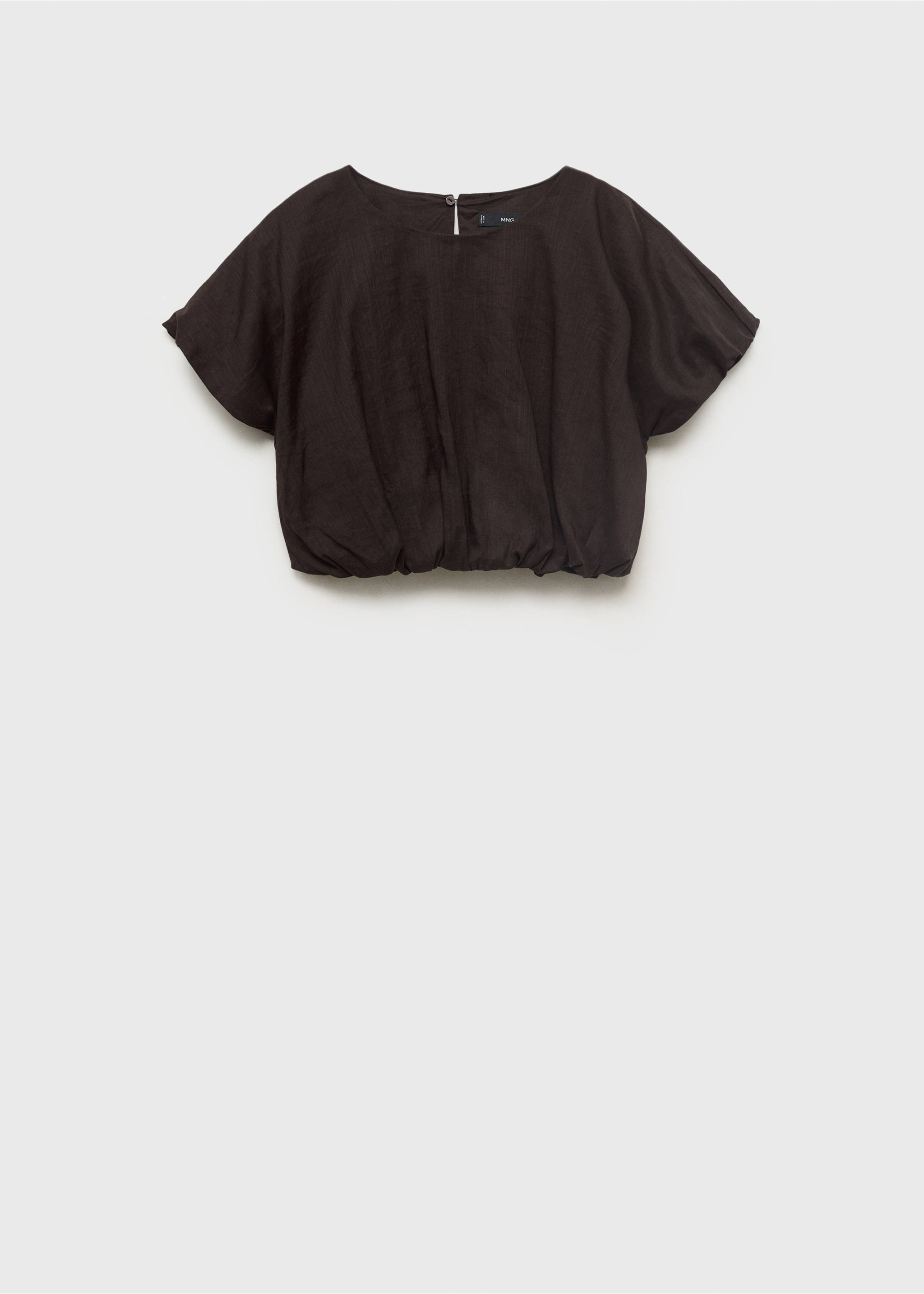 Ramie cropped balloon blouse - Article without model, Brown. Ref: 17012902-00.