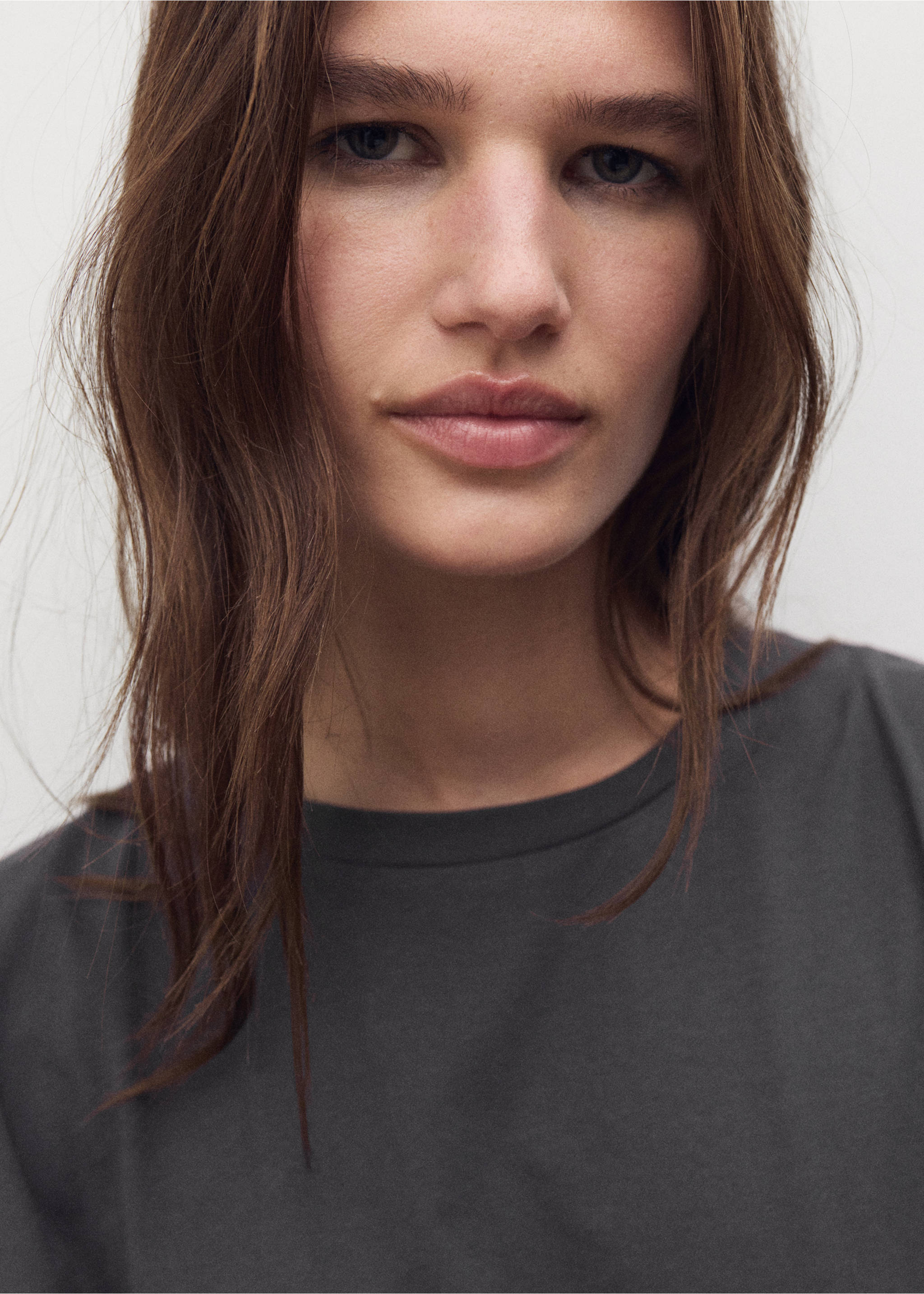 Cotton two-piece short-sleeved pyjamas - Details of the article 1, Charcoal. Ref: 17012904-00.