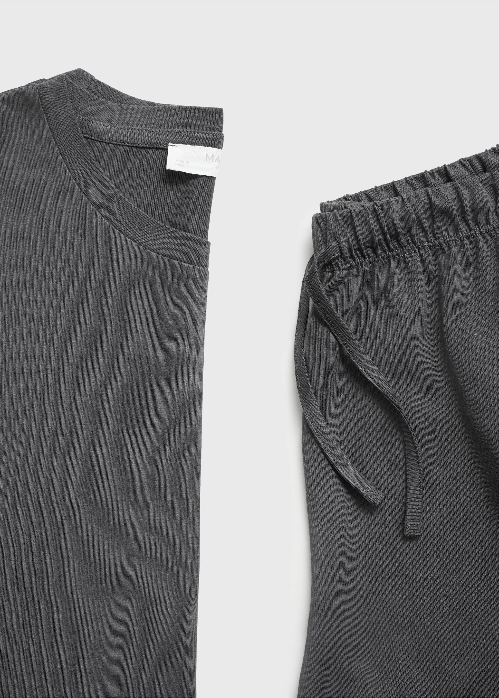 Cotton two-piece short-sleeved pyjamas - Details of the article 0, Charcoal. Ref: 17012904-00.