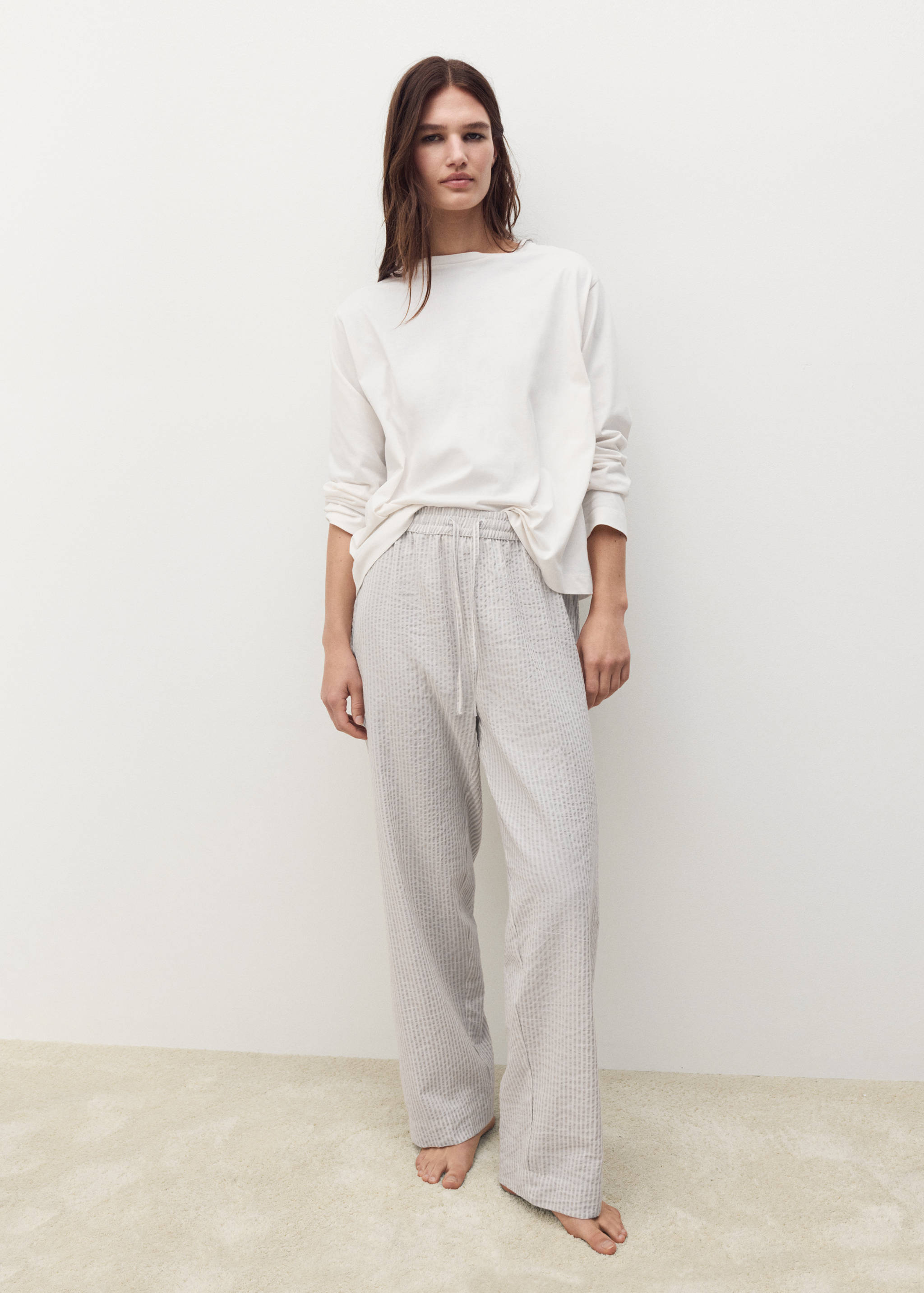 Pijama dos piezas raya seersucker - Plano general