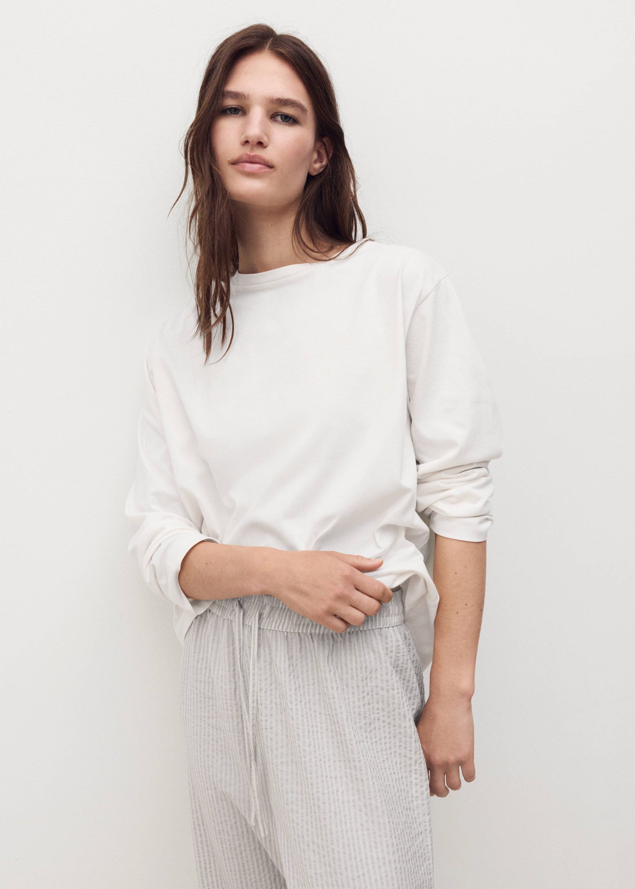 Pijama dos piezas raya seersucker - Plano medio
