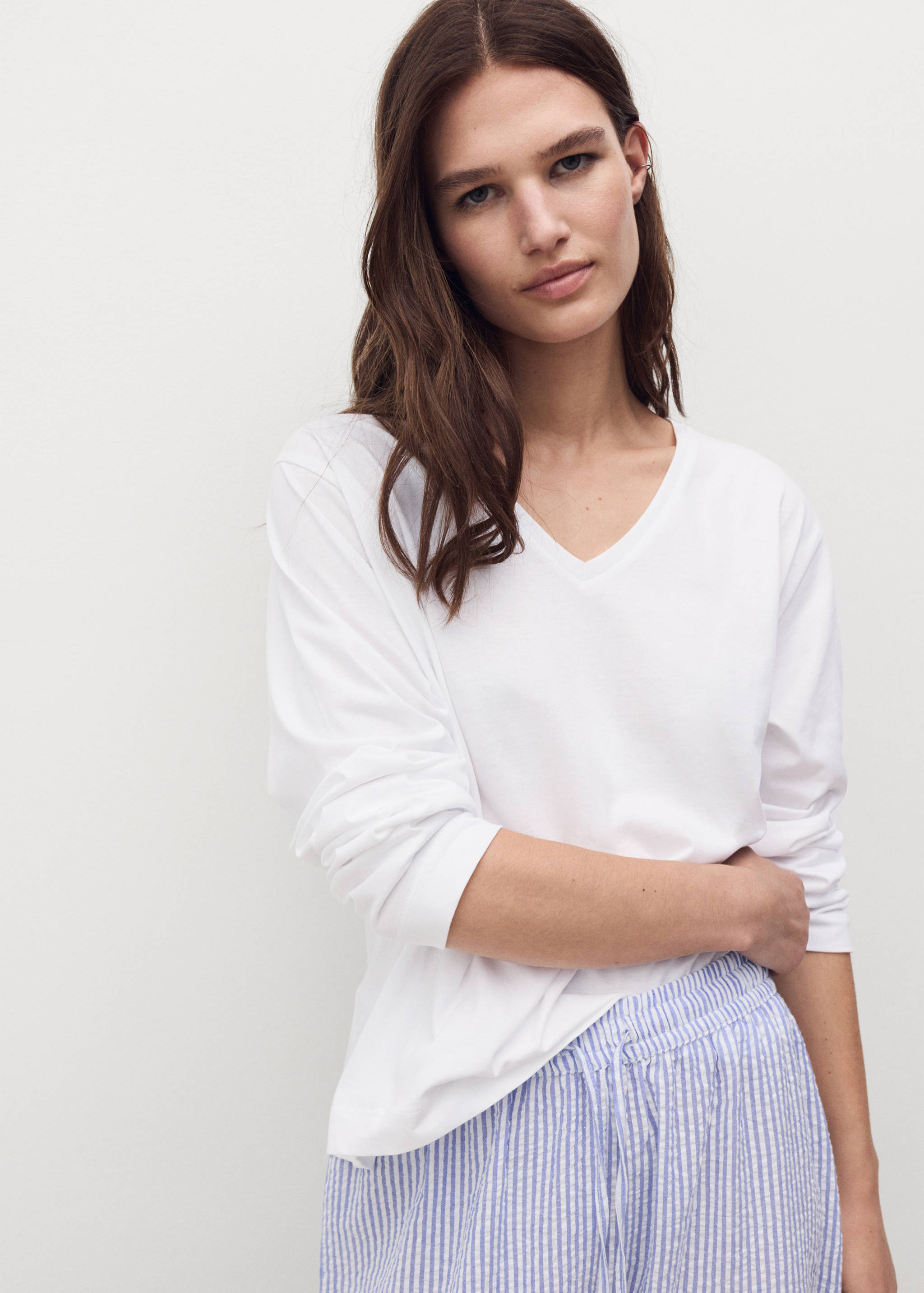 Pijama dos piezas raya seersucker - Plano medio