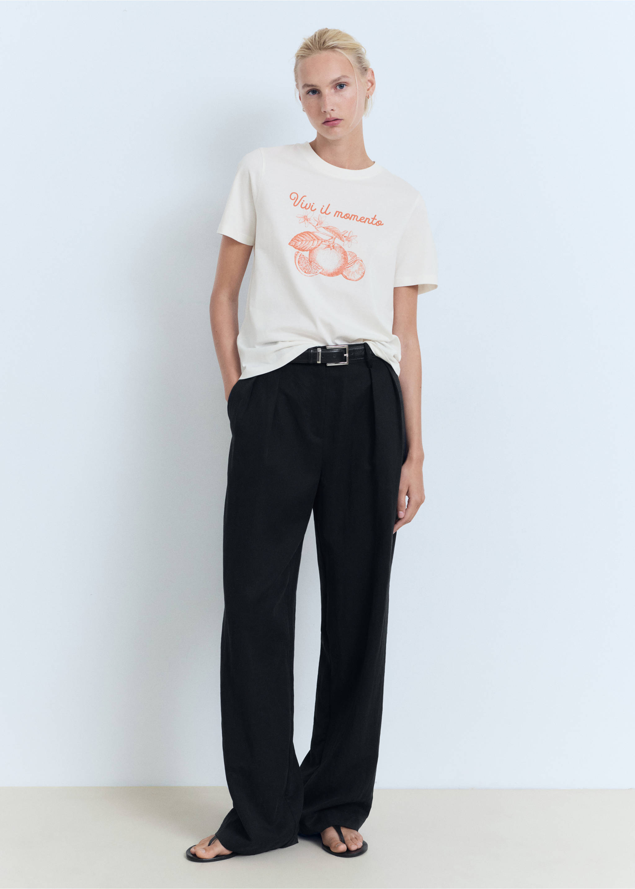 Printed cotton-blend t-shirt - General plane, Orange. Ref: 17012909-00.
