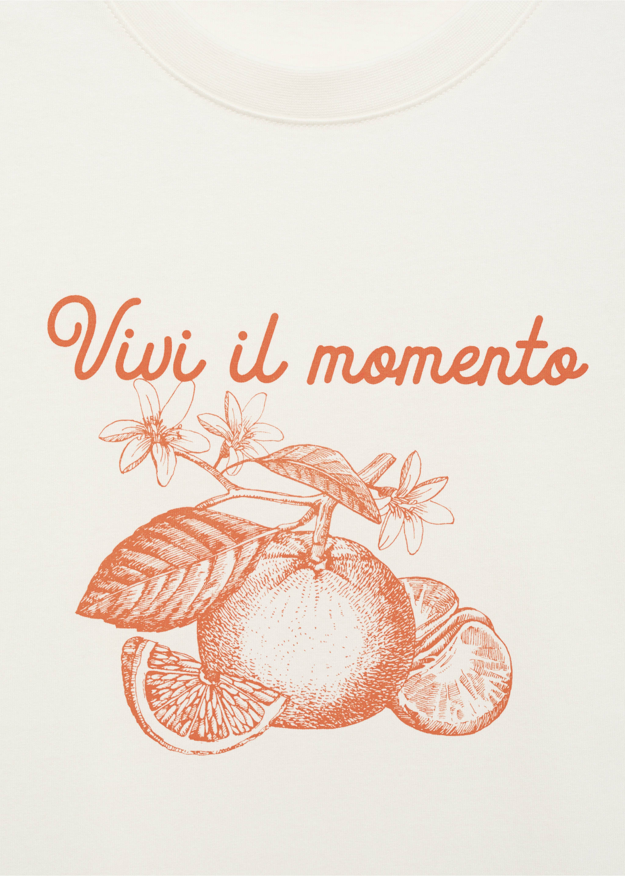 Printed cotton-blend t-shirt - Details of the article 8, Orange. Ref: 17012909-00.